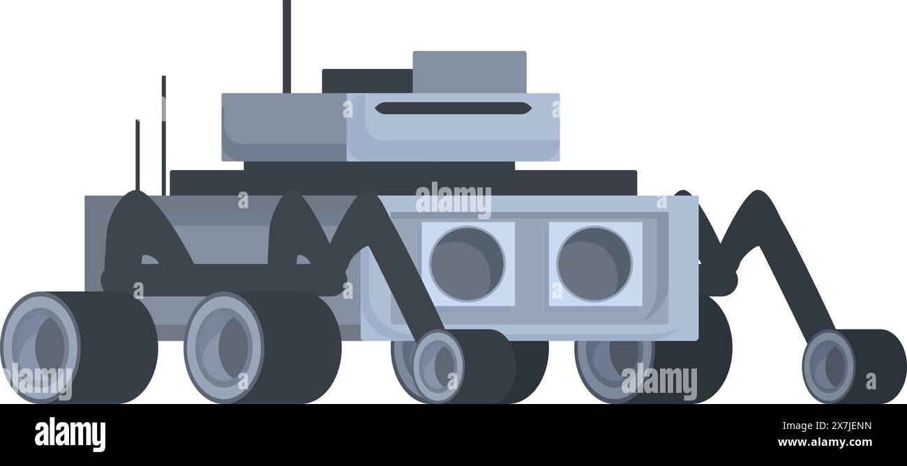 Illustration of a futuristic robotic tank with mechanical legs. Designed as an unmanned. Allterrain military vehicle for advanced warfare Stock Vector