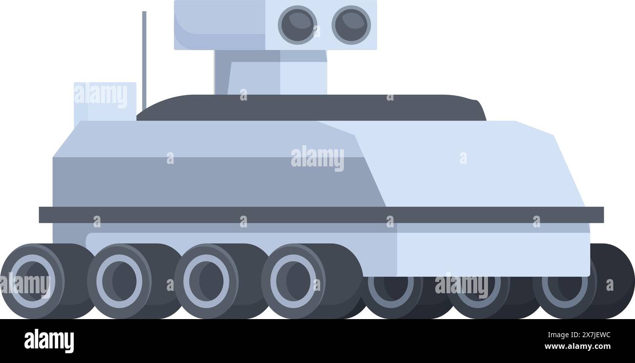Vector illustration of a modern, autonomous armored tank with advanced surveillance tech Stock Vector