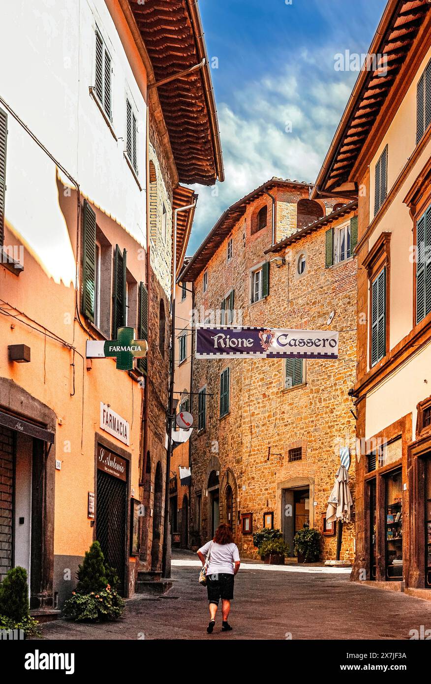 Italy Tuscany Province of Arezzo Castiglion Fiorentino - alley of the Rione Cassero Stock Photo