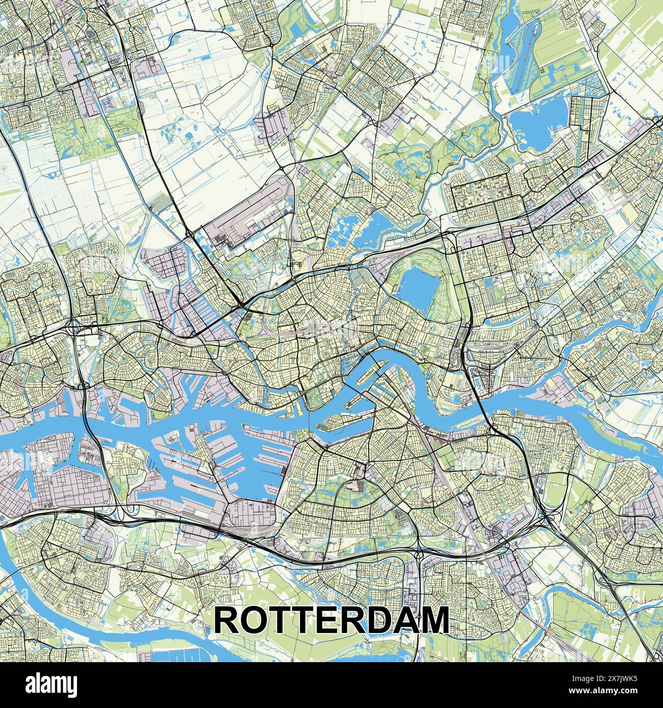 Rotterdam, Netherlands Poster map art Stock Vector Image & Art Alamy