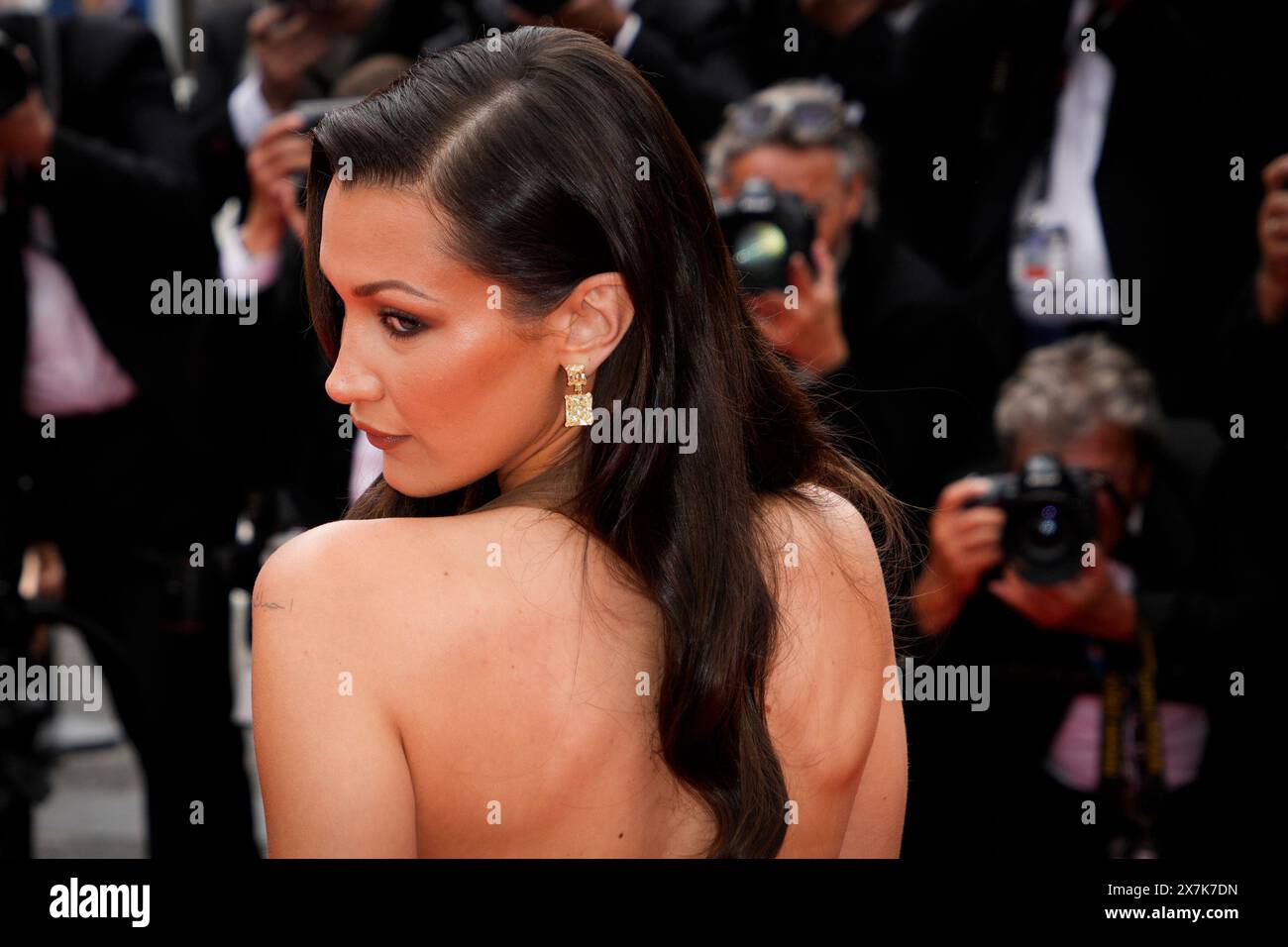 Cannes, France. 20th May, 2024. Bella Hadid attend the screening of the film ''The Apprentice'' at the 77th edition of the Cannes Film Festival in Cannes, southern France, on May 20, 2024. (Photo by Daniele Cifala/NurPhoto) Credit: NurPhoto SRL/Alamy Live News Stock Photo