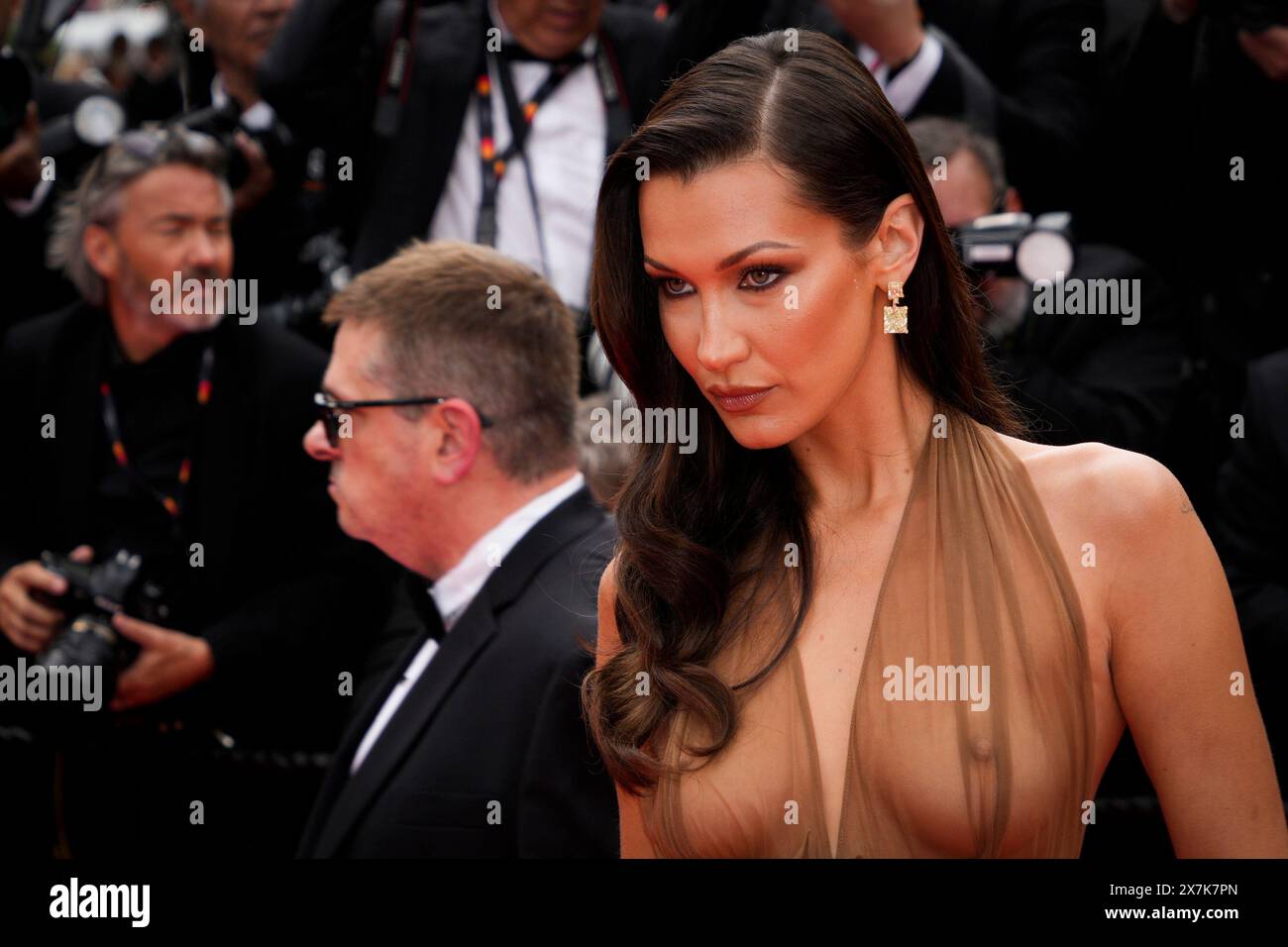 Cannes, France. 20th May, 2024. Bella Hadid attend the screening of the film ''The Apprentice'' at the 77th edition of the Cannes Film Festival in Cannes, southern France, on May 20, 2024. (Photo by Daniele Cifala/NurPhoto) Credit: NurPhoto SRL/Alamy Live News Stock Photo