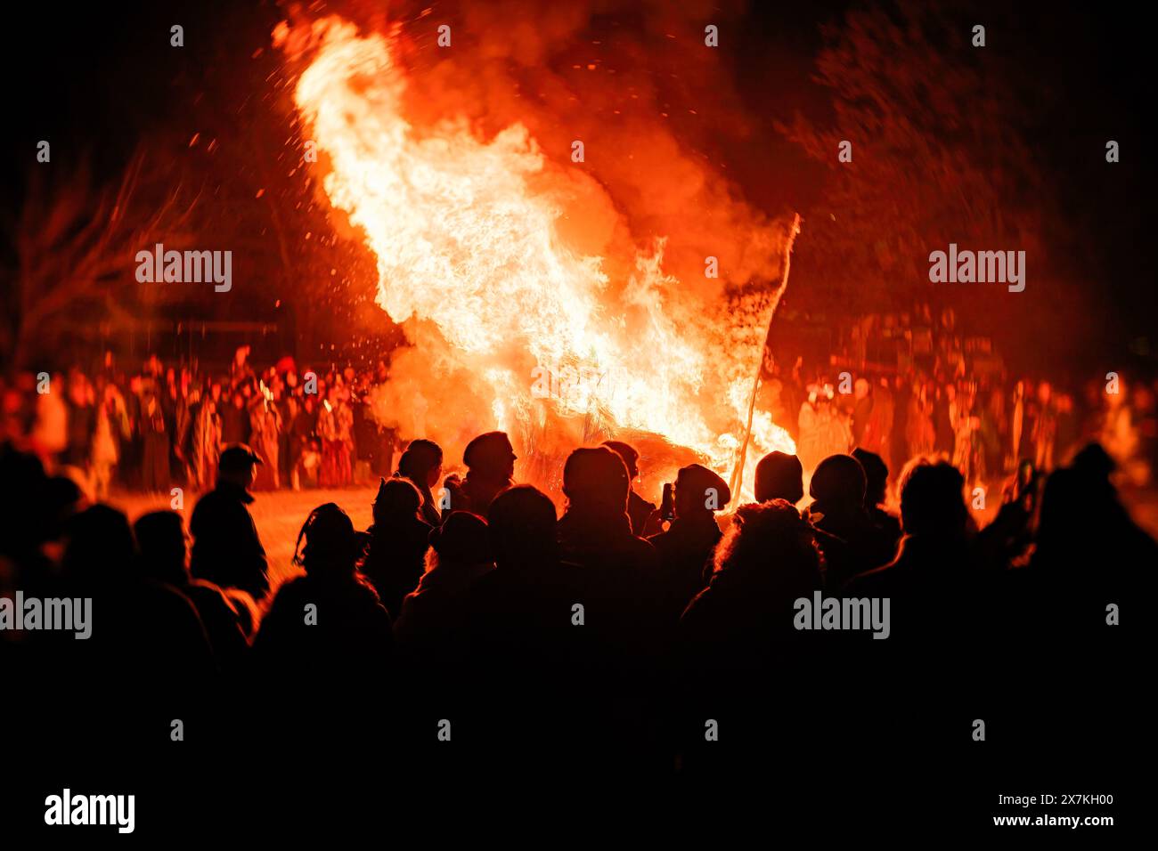 Adelaide, Australia. 18th May, 2024. The Wickerman seen ignited during