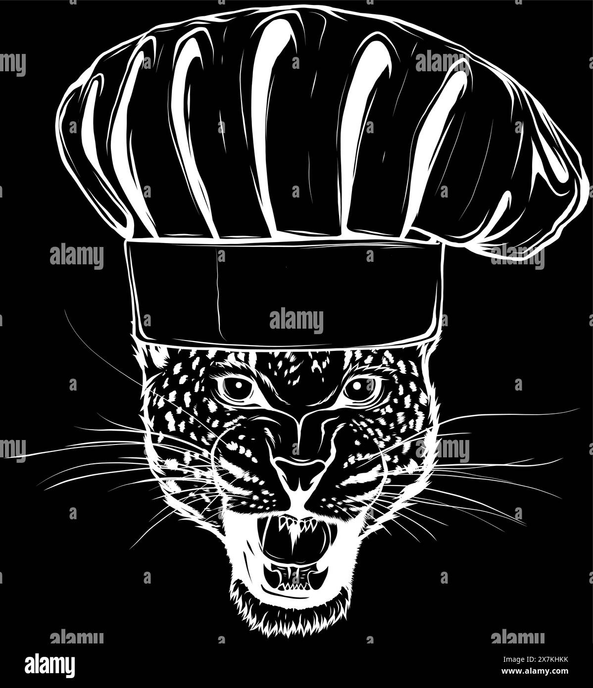 leopard head in white line on black background Stock Vector Image & Art