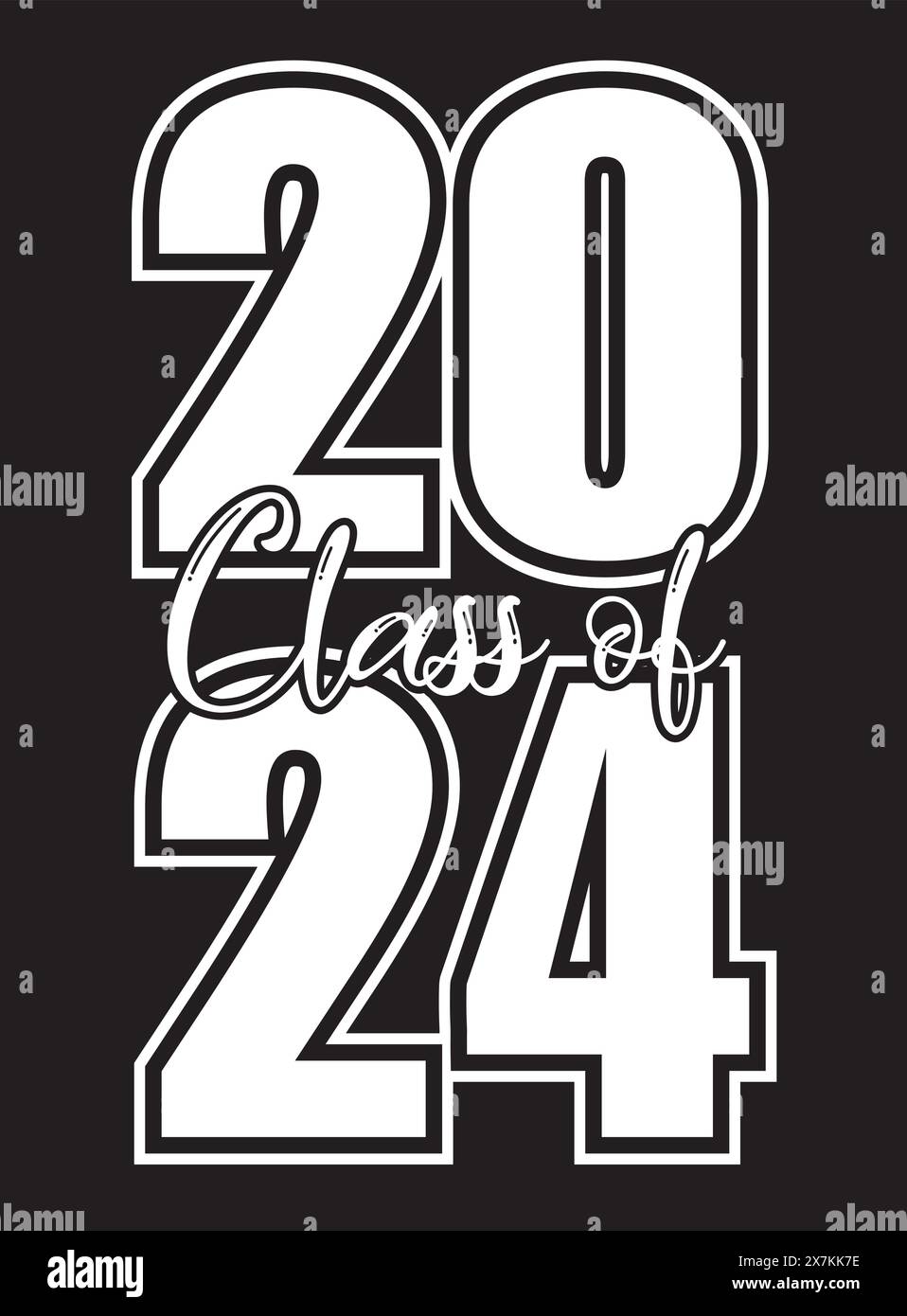 Class of 2024 Stacked Black and White Banner Stock Vector