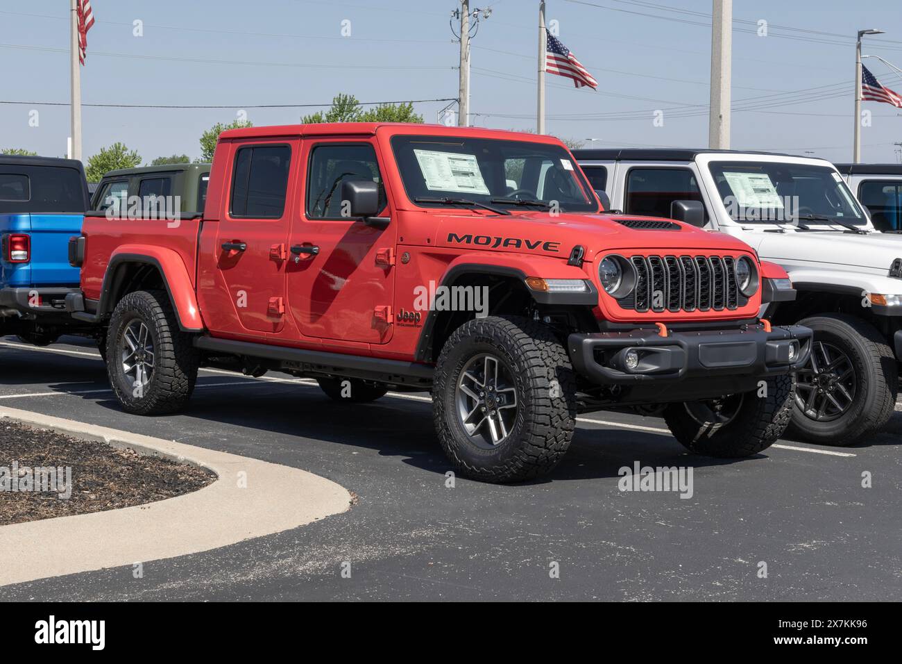 Noblesville - May 19, 2024: Jeep Gladiator Mojave 4X4 display. Jeep offers the Gladiator in Sport, Rubicon, Mojave, and Altitude models. MY:2024 Stock Photo