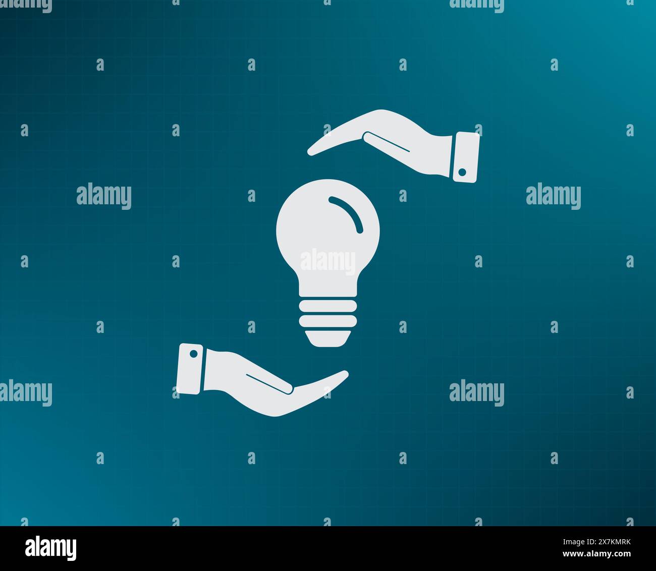 Electric light bulb in the palms, vector icon. Stock Vector