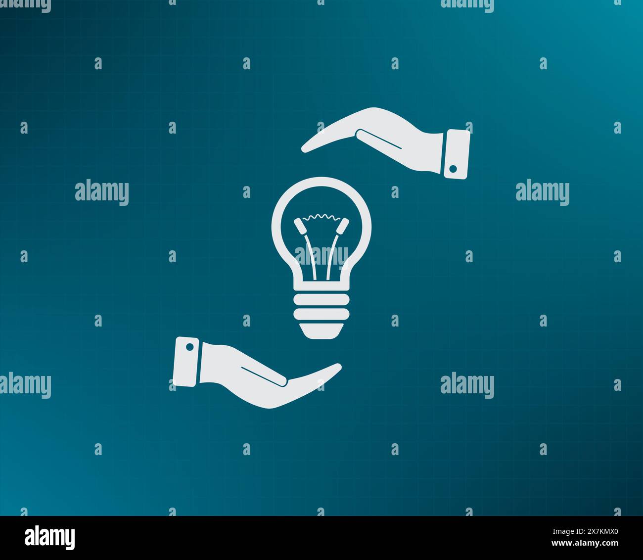 Electric light bulb in the palms, vector icon. Stock Vector