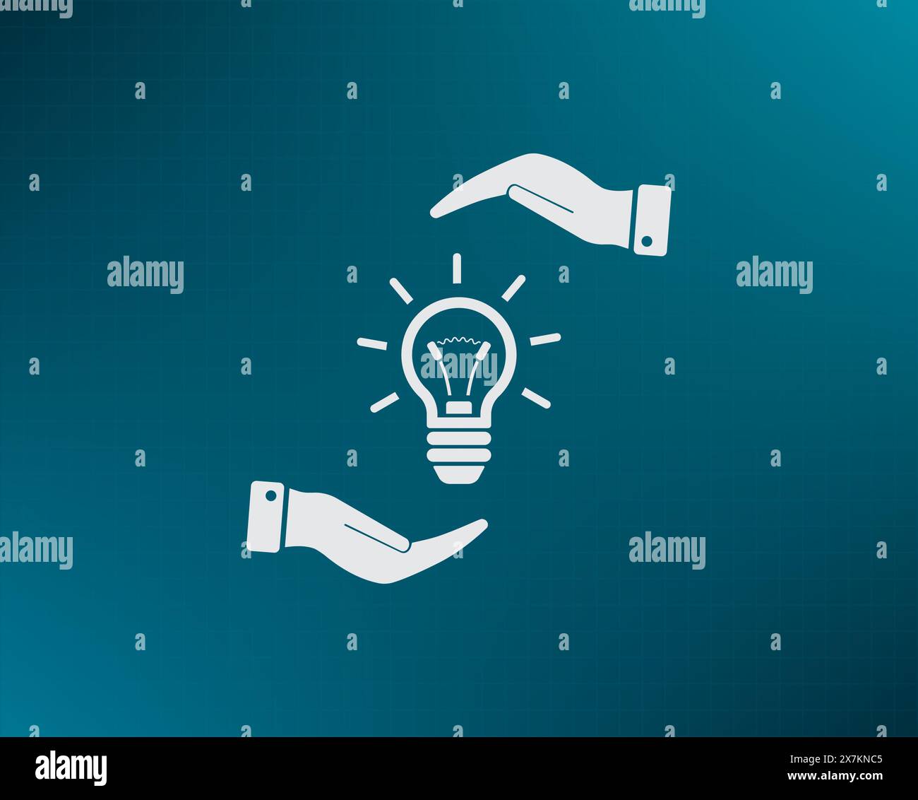 Electric light bulb in the palms, vector icon. Stock Vector