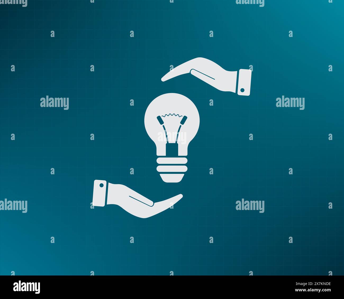 Electric light bulb in the palms, vector icon. Stock Vector