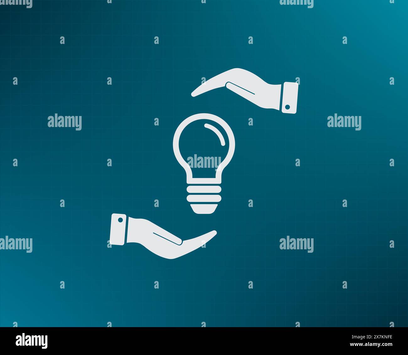 Electric light bulb in the palms, vector icon. Stock Vector