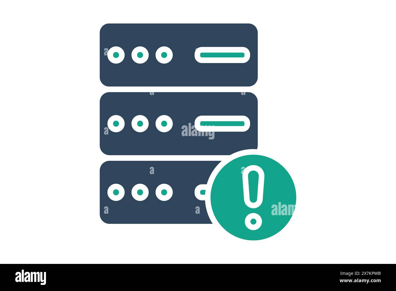 server error icon. server with exclamation mark. icon related to information technology. solid icon style. technology element vector illustration Stock Vector