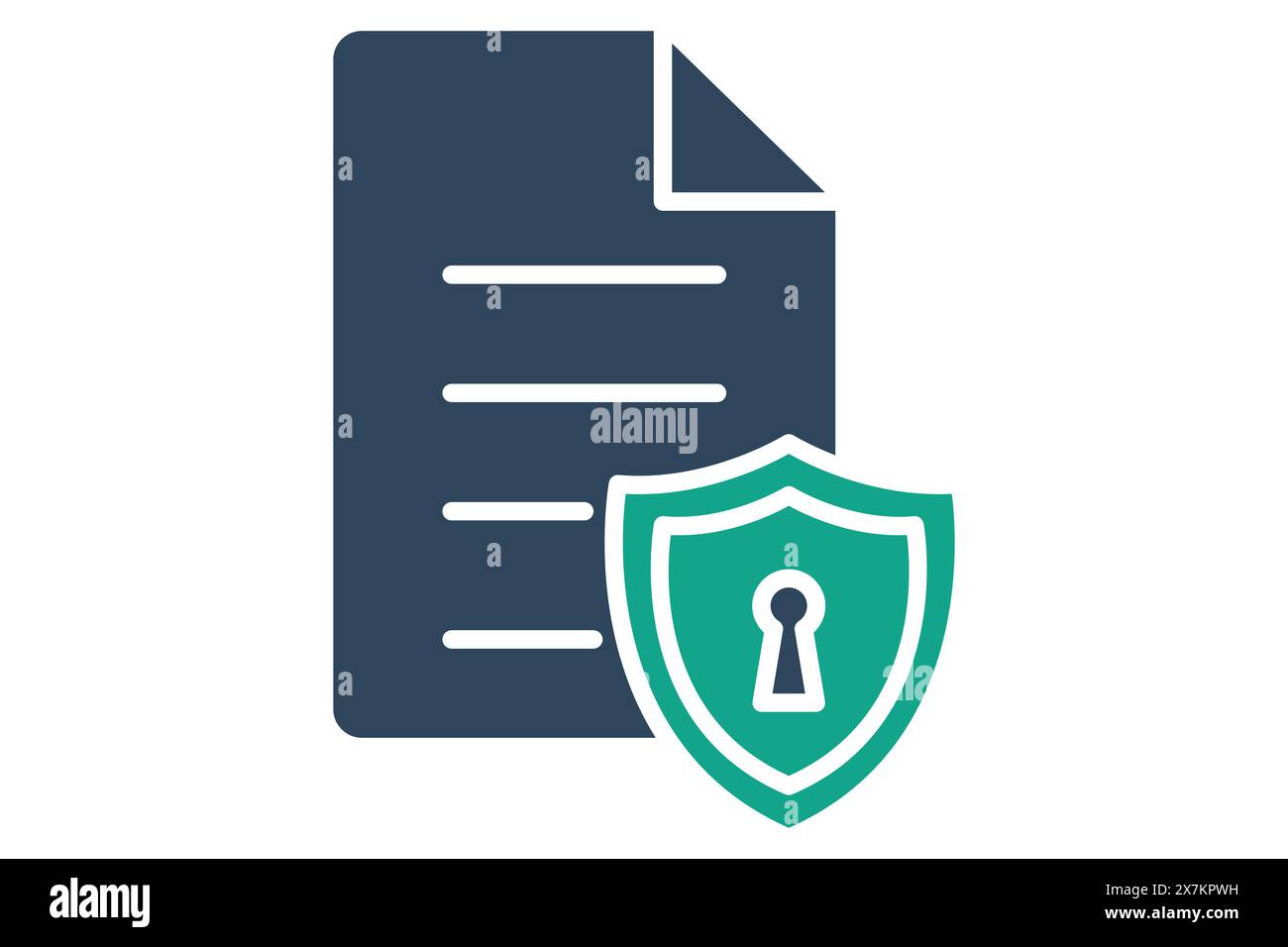 document protection icon. document with shield. icon related to information technology. solid icon style. technology element vector illustration Stock Vector