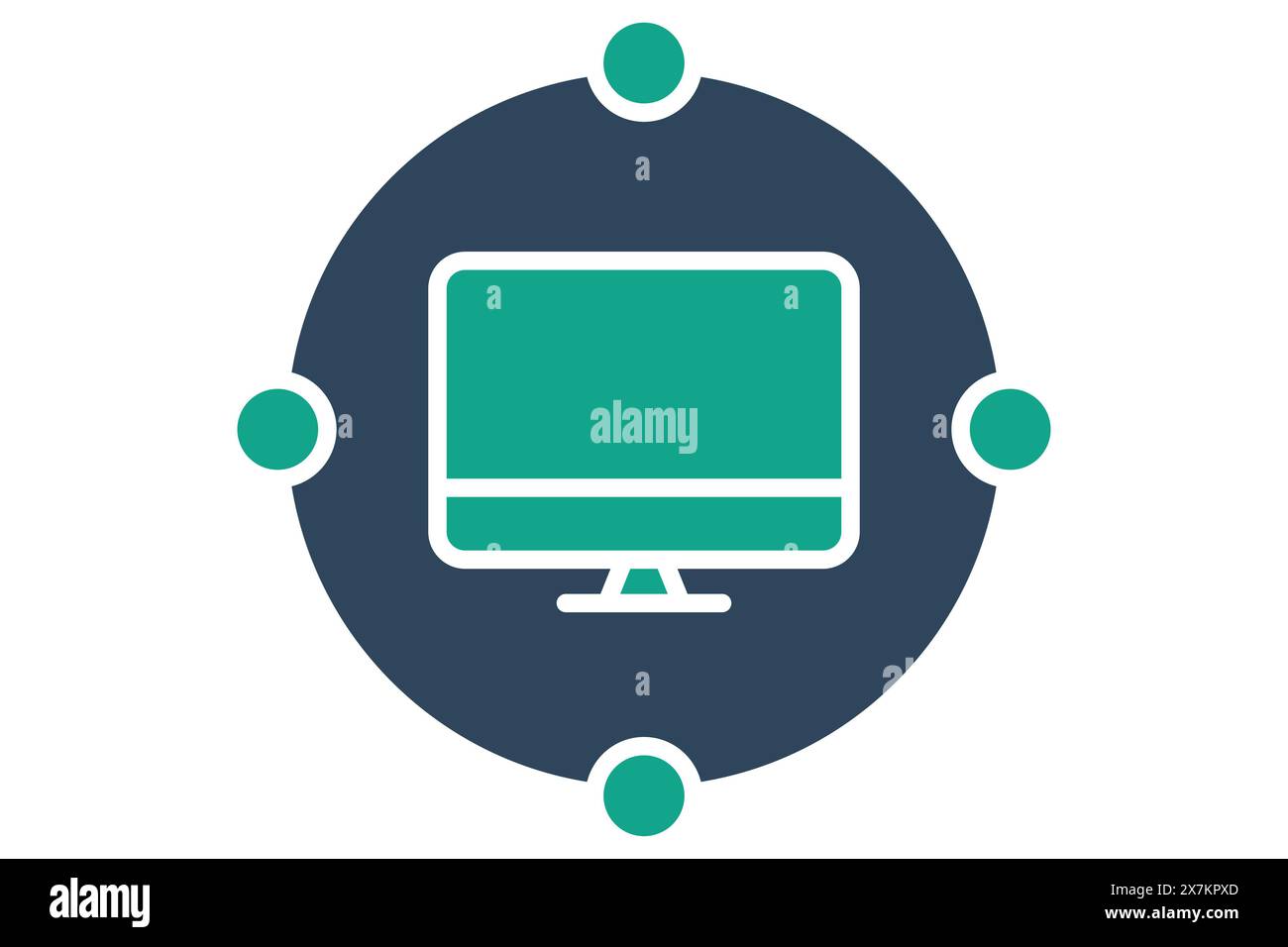 networking icon. computer with network. icon related to information technology. solid icon style. technology element vector illustration Stock Vector