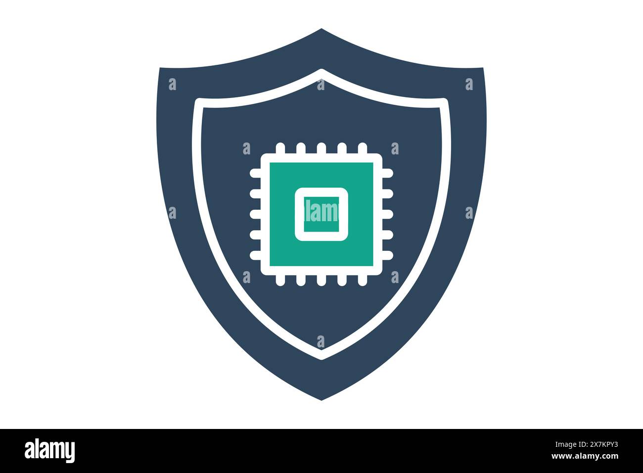 computer security icon. cpu with shield. icon related to information technology. solid icon style. technology element vector illustration Stock Vector