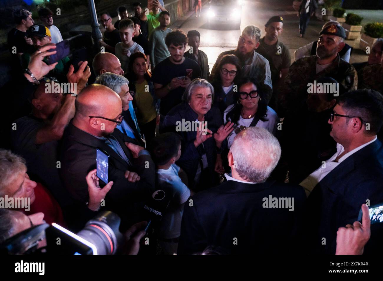 Italy: Campi Flegrei, bradisismo The mayor of pozzuoli Luigi Manzoni, the president of the region of campania and the head of the civil protection of campania Giulivo Italo in the street among the citizens after the earthquake tremors, near Naples, southern Italy, 20 May 2024. The tremor that occurred at 8.10pm with epicentre in the Campi Flegrei was of magnitude 4.4. This was reported by the National Institute of Geophysics and Volcanology, according to which the depth of the quake was three kilometres. ABP01392 Copyright: xAntonioxBalascox Stock Photo