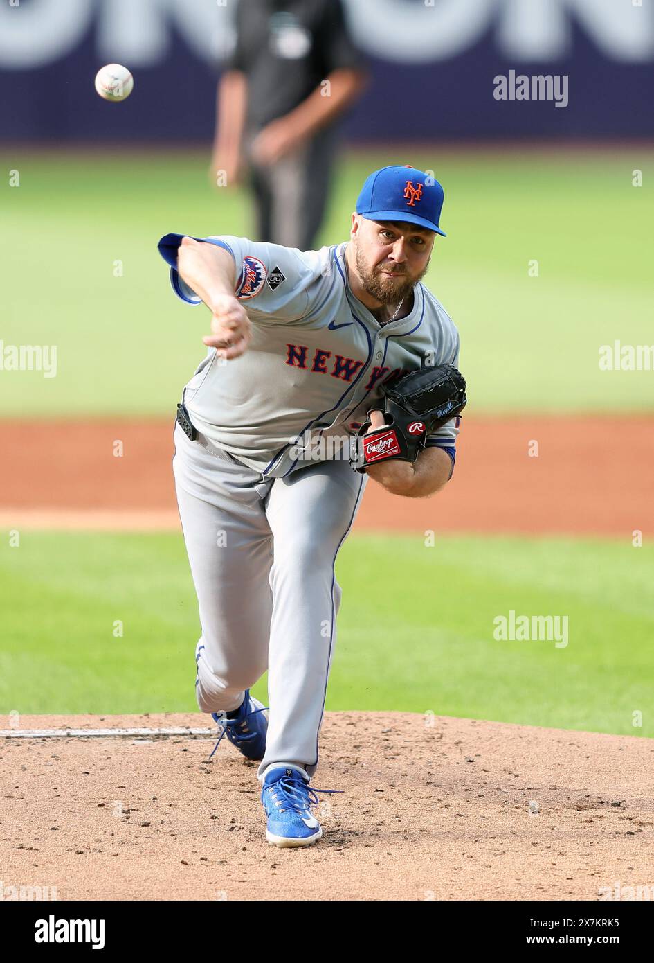 Cleveland, United States. 20th May, 2024. New York Mets Tylor Megill (38) pitches in the first inning against the Cleveland Guardians at Progressive Field in Cleveland, Ohio on Monday, May 20, 2024. Photo by Aaron Josefczyk/UPI Credit: UPI/Alamy Live News Stock Photo