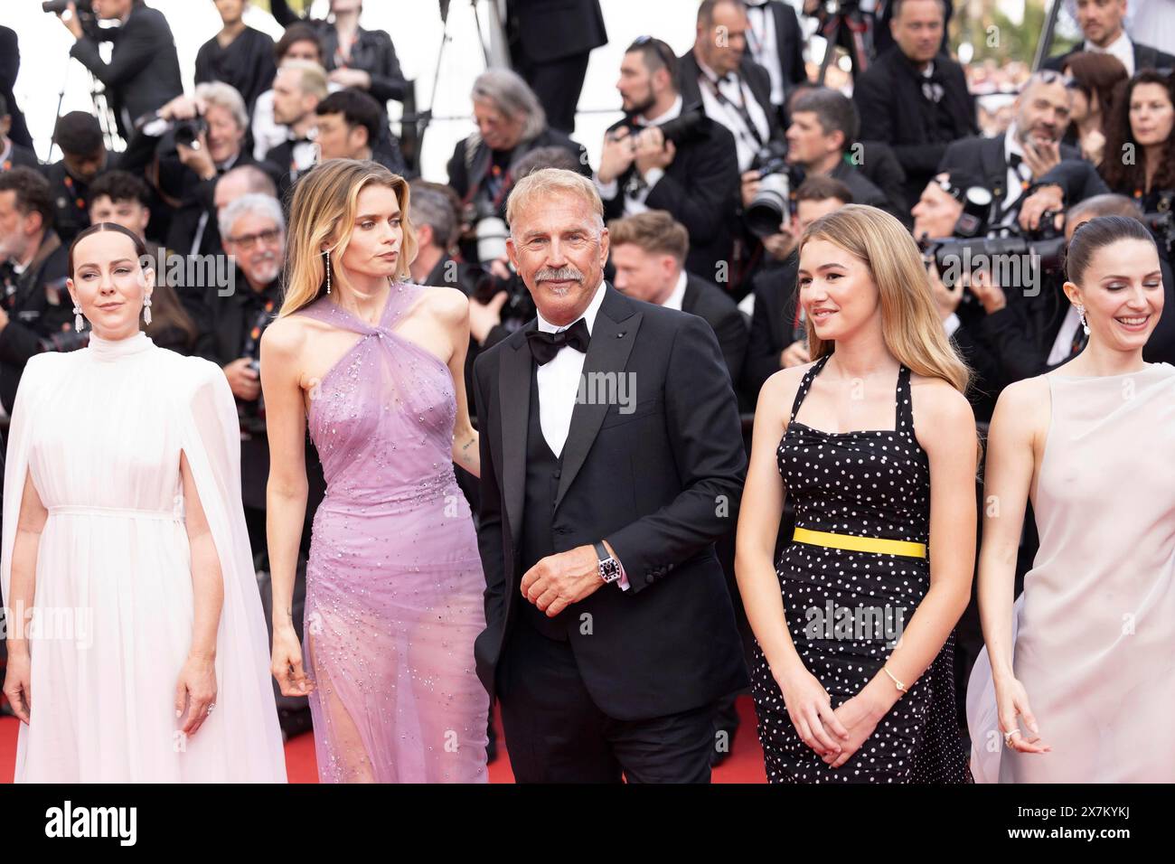 Cannes, France, 14.5.2024: Jena Malone, Abbey Lee Kershaw, Kevin Costner, Georgia Macphail and Ella Hunt at the premiere of Horizon: An American Saga Stock Photo