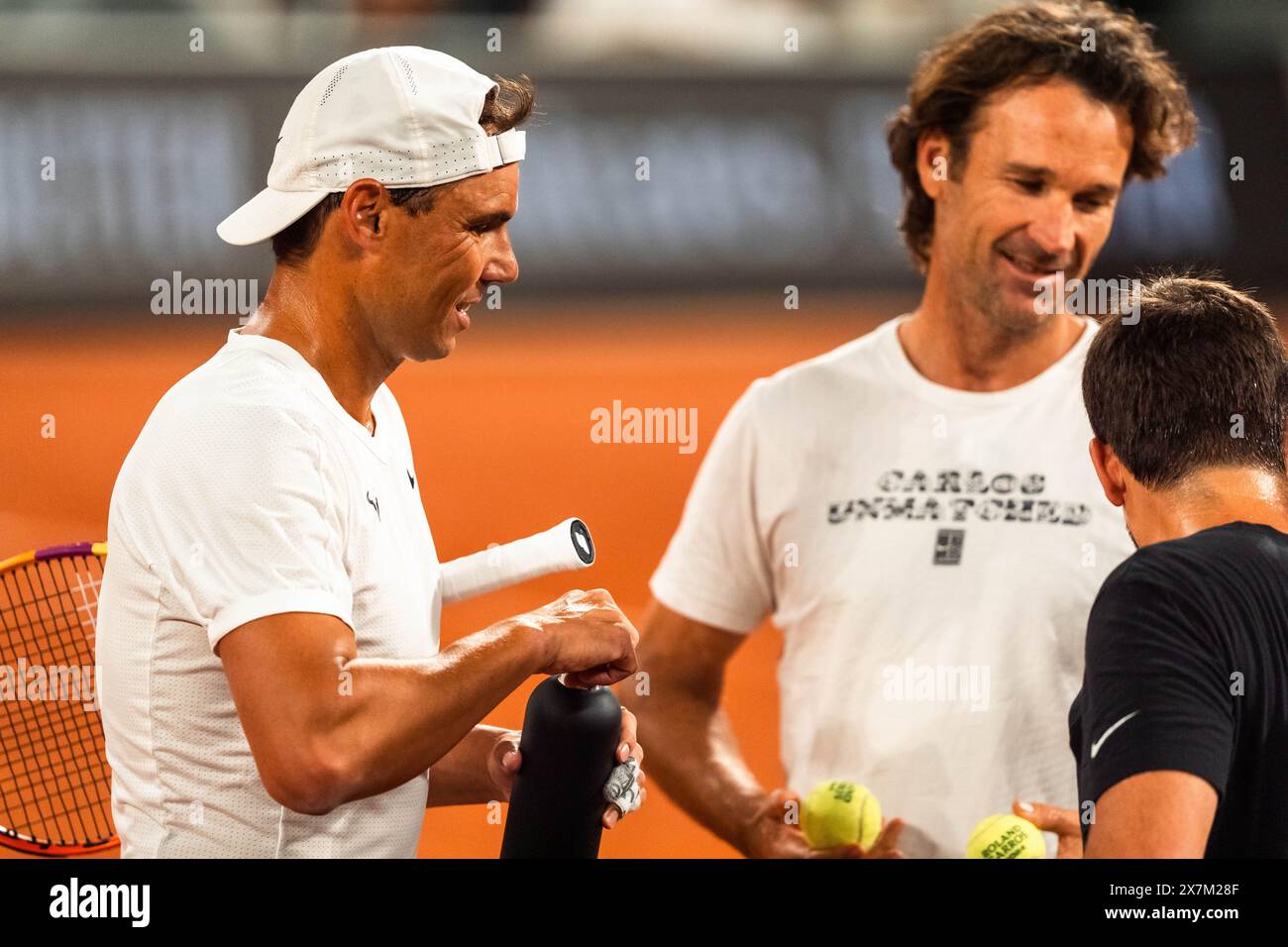 Rafael NADAL (ESP) and Carlos MOYA (ESP) during the Roland-Garros 2024, ATP and WTA Grand Slam tennis tournament on May 20, 2024 at Roland-Garros stadium in Paris, France Stock Photo