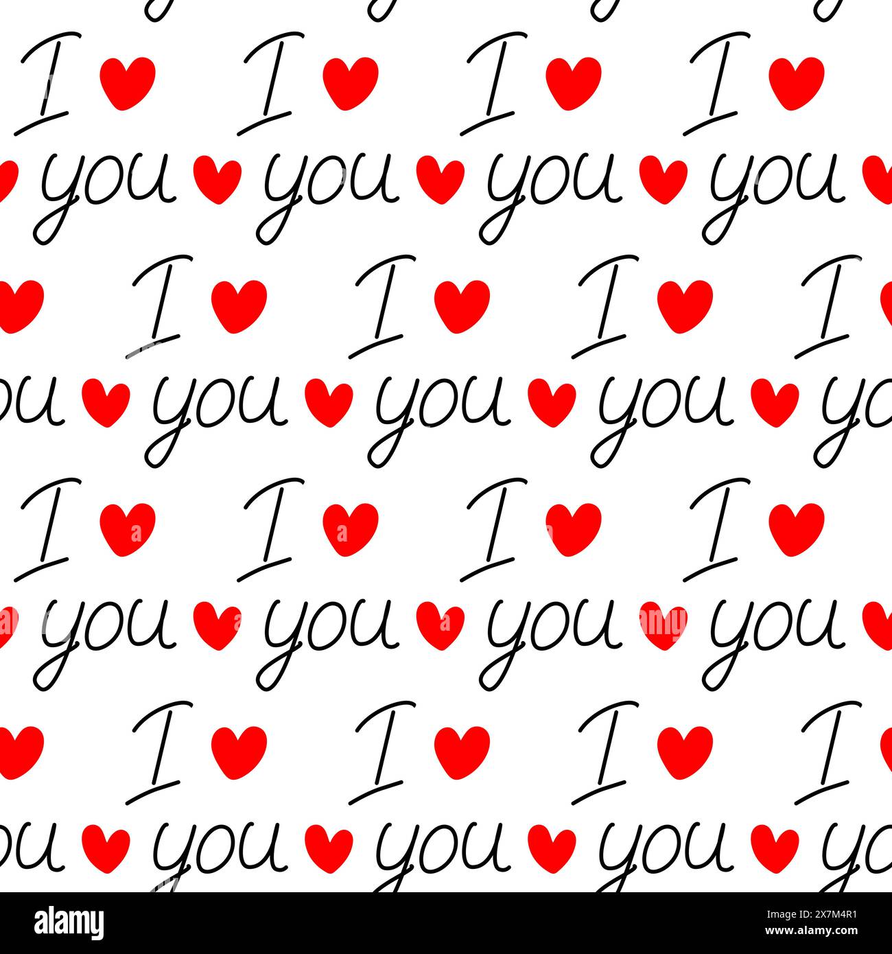 I Love You Handwriting lettering design idea and Red Hearts shape Seamless pattern Abstract Backdrop Isolate EPS Vector Wrapping, wallpaper, packing or cards, posters, banner, label or web, promo idea Stock Vector