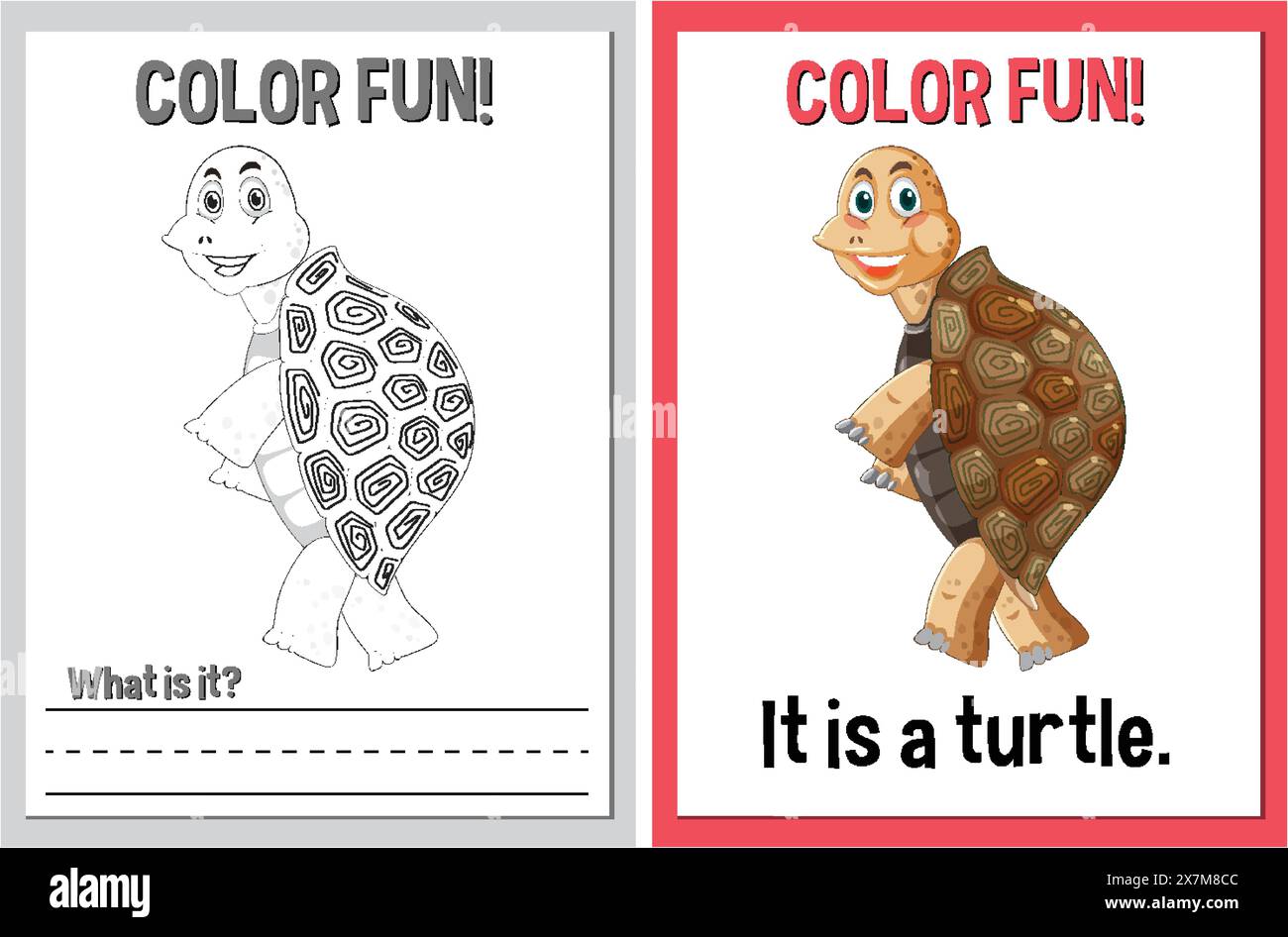 Coloring and learning activity with a turtle Stock Vector Image & Art ...