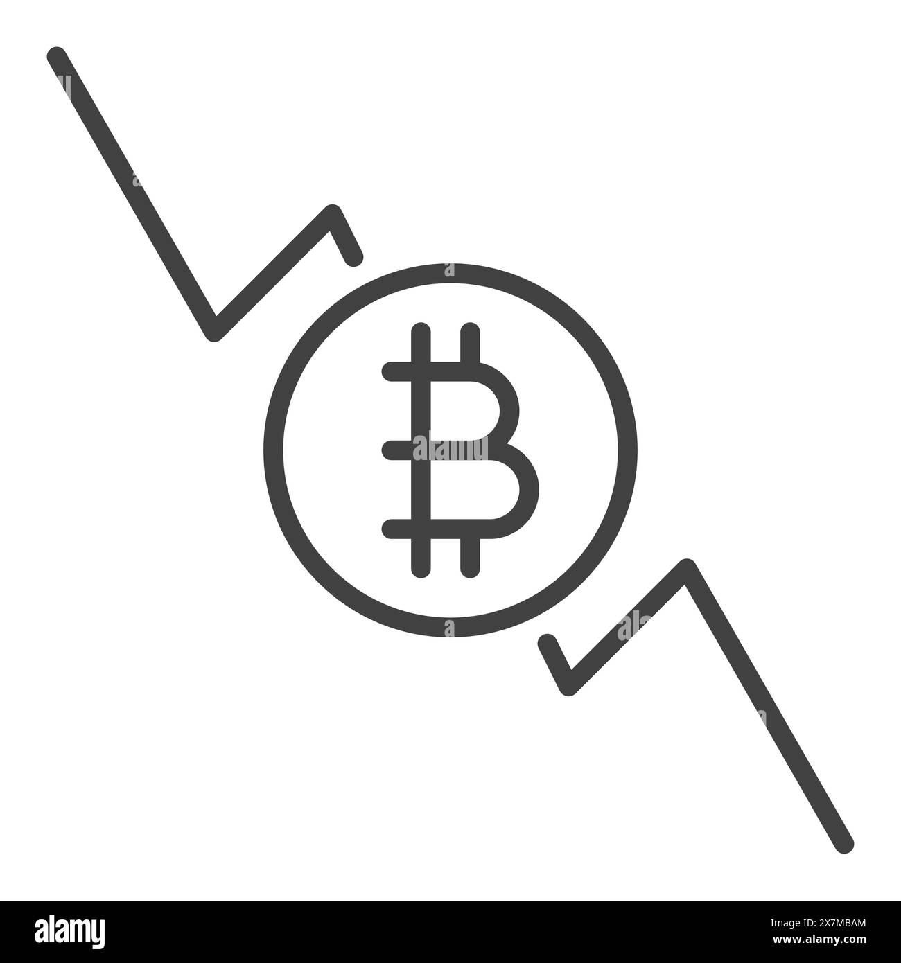 Rising Bitcoin vector Blockchain Technology concept linear icon or ...