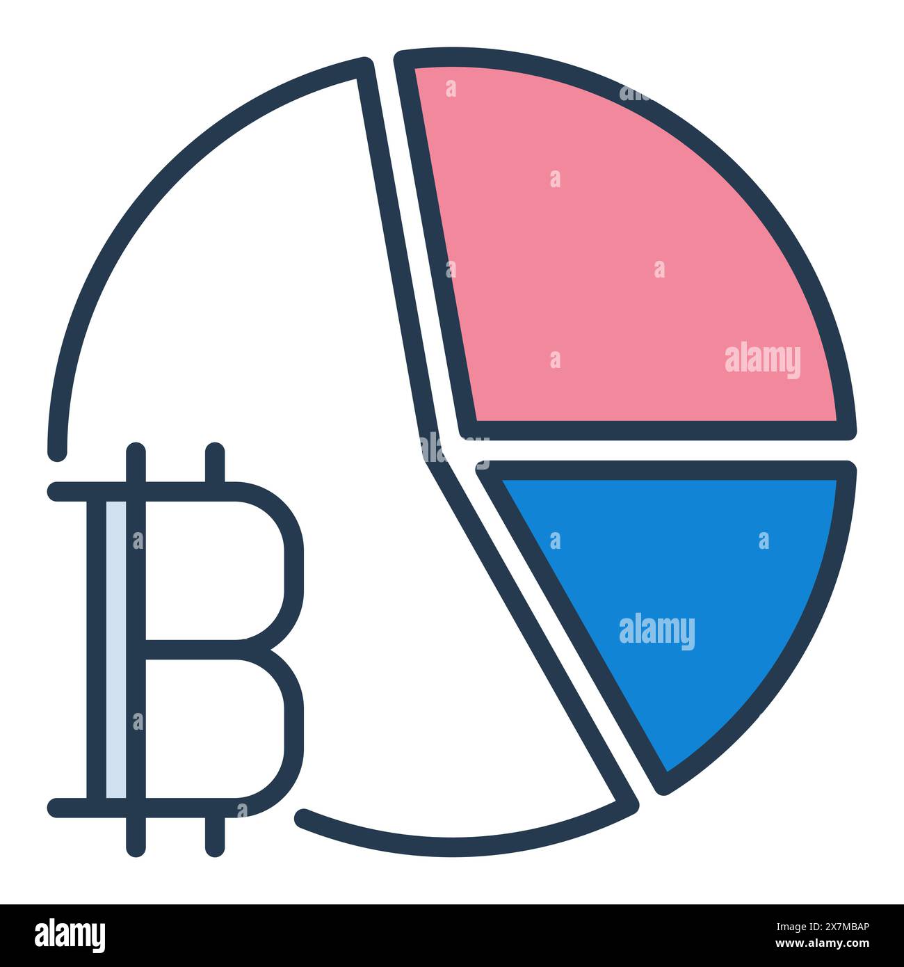 Pie Chart with Bitcoin sign vector Crypto  concept colored icon or logo element Stock Vector