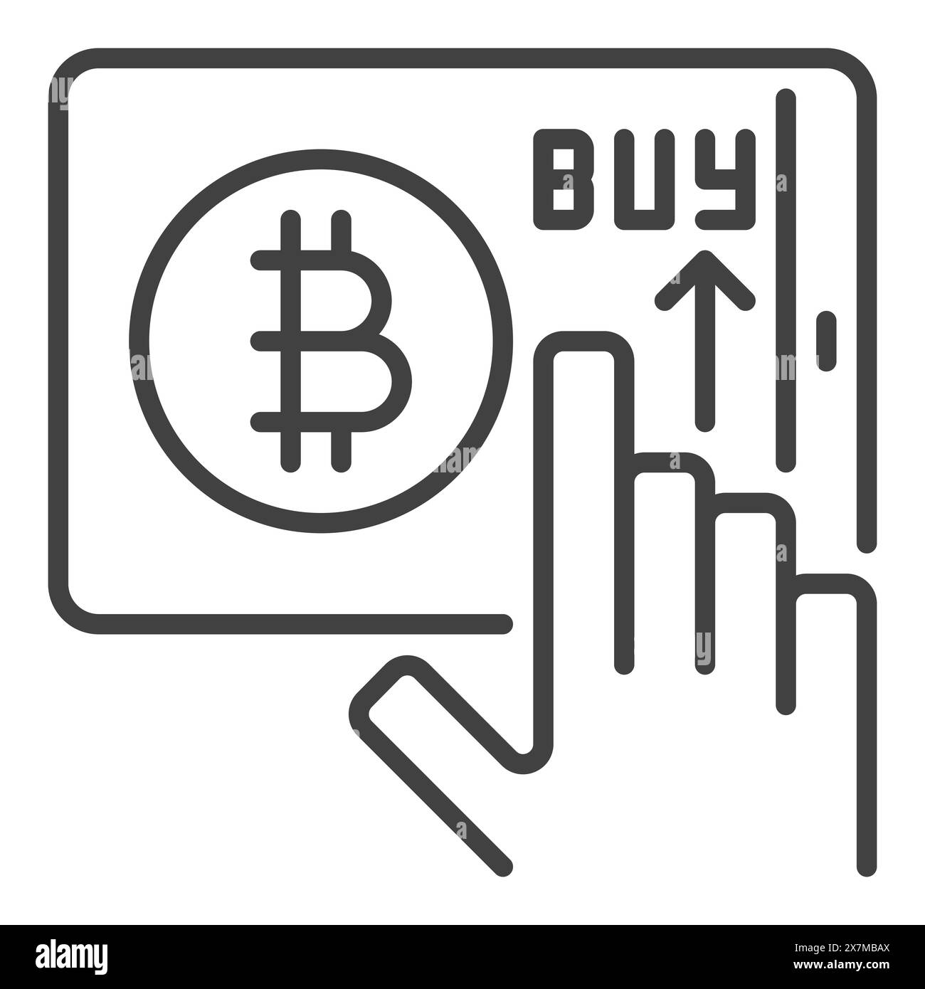 Tablet with Bitcoin vector Crypto Trading concept linear icon or symbol ...