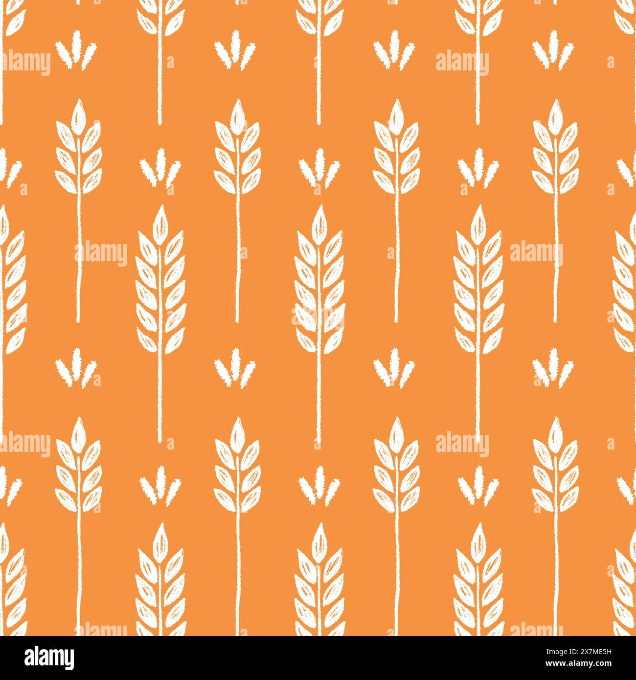 Wheat brush texture seamless pattern background. Hand drawn crayon ...