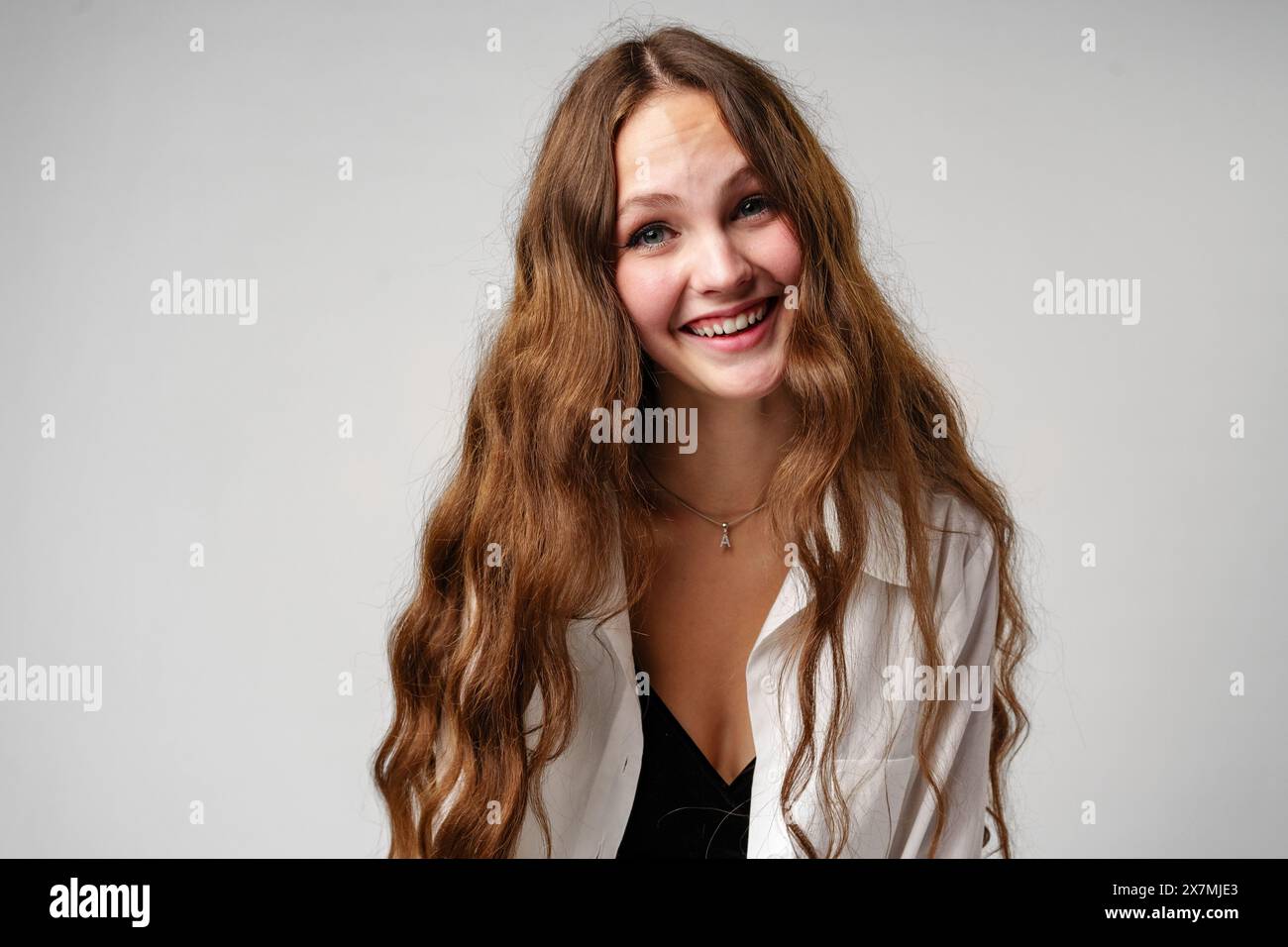 Confident woman long red hi-res stock photography and images - Alamy