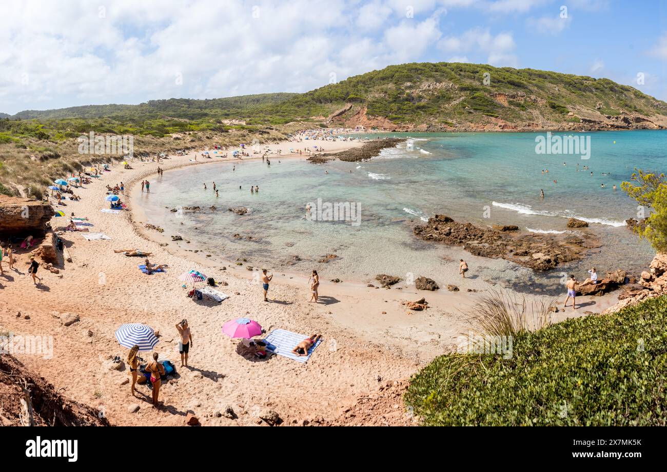 View of the beach Es Tancats and Algaiarens in Menorca, Spain. Natural ...