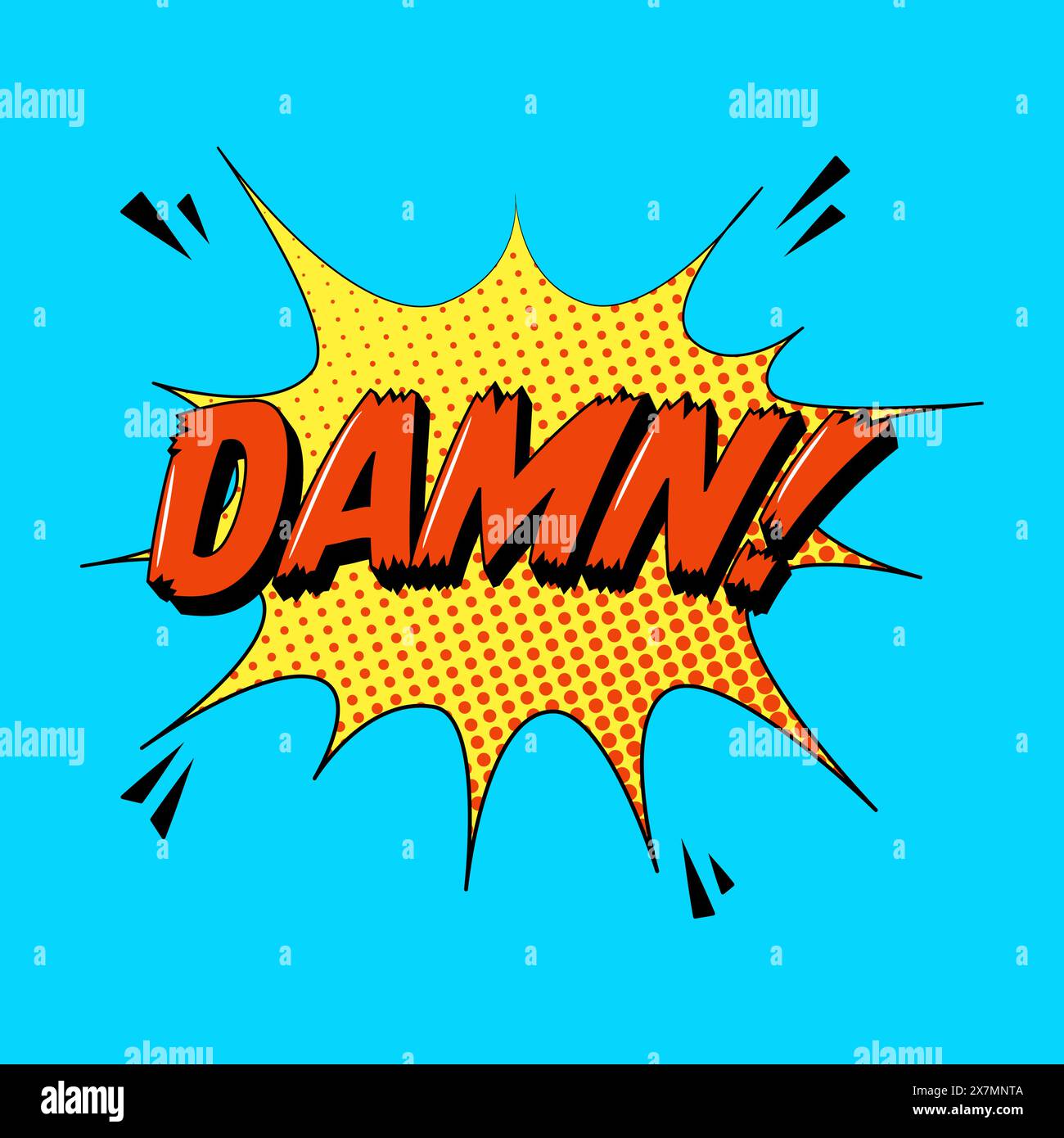 DAMN retro comic speech bubble in trendy retro style. Onomatopoeic expressions Stock Vector