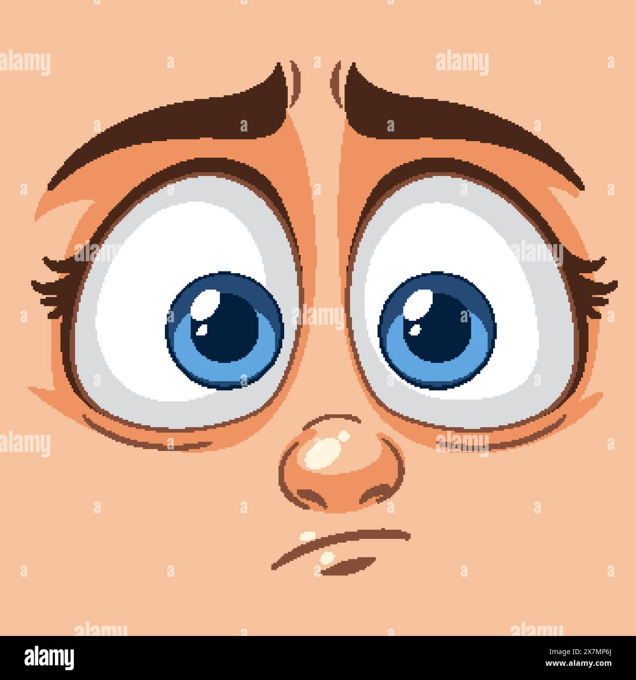 Wide-eyed cartoon face showing surprise Stock Vector