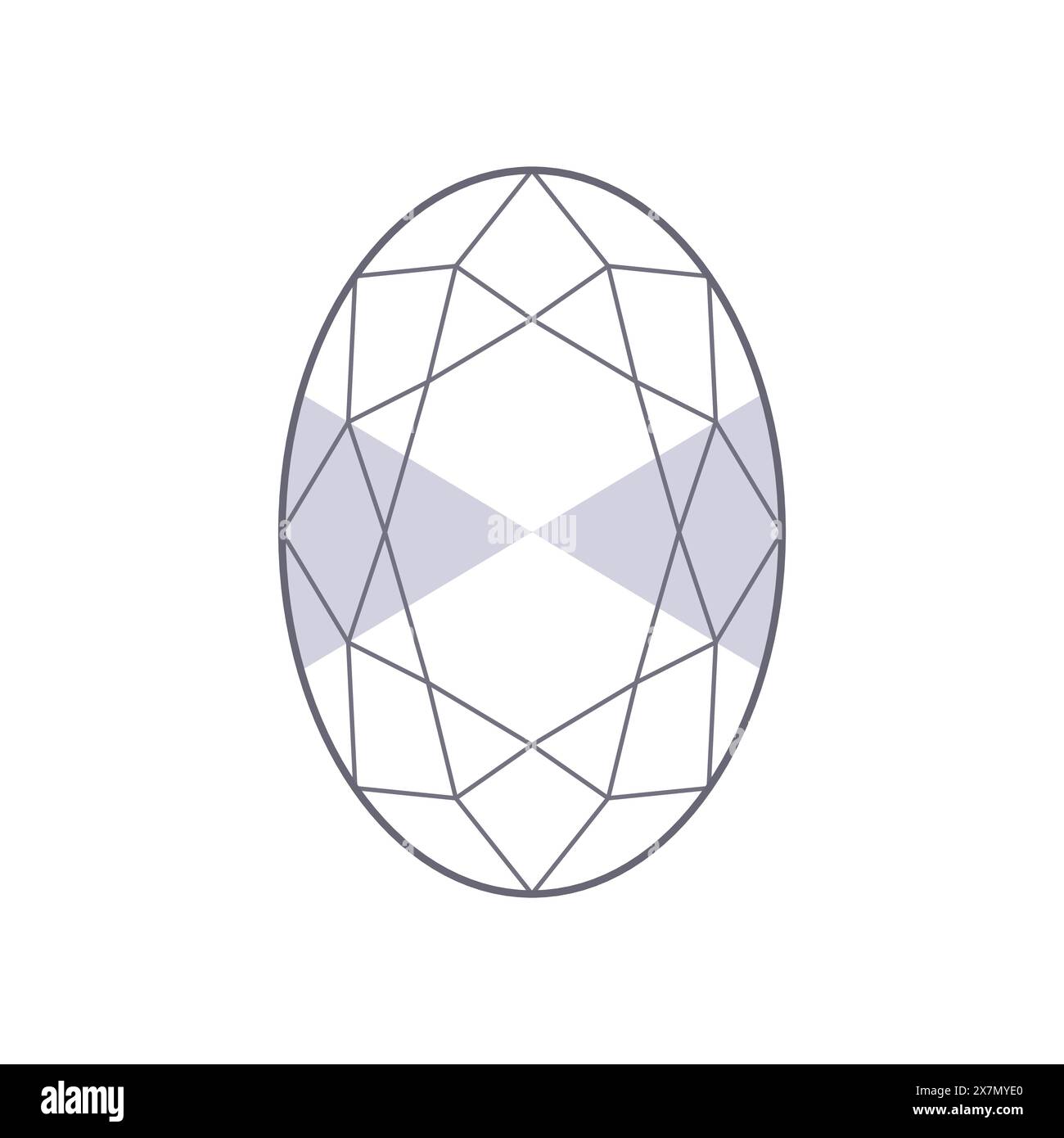 Bow tie effect in elongated oval cut diamond. Outline icon with editable stroke Stock Vector