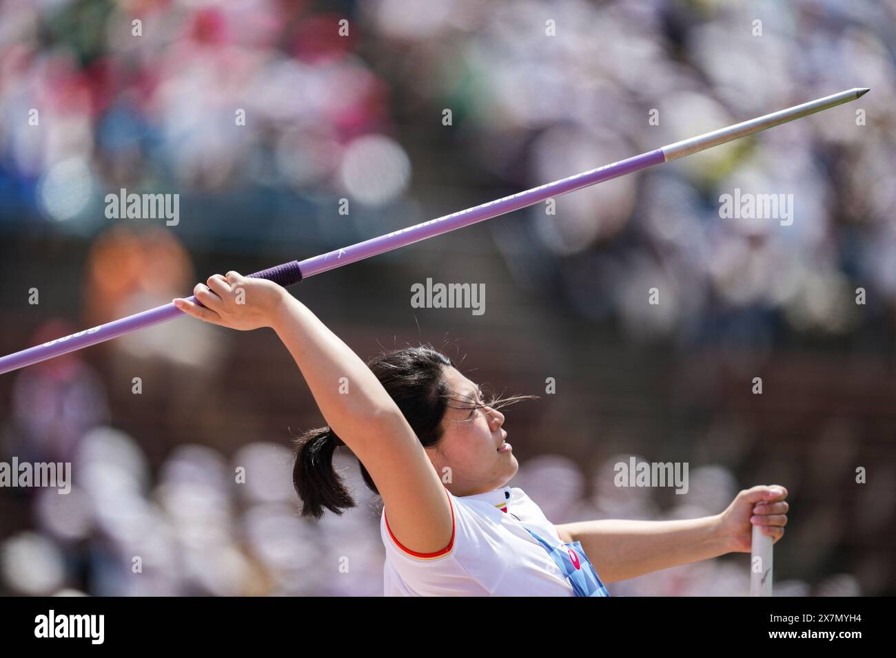 Kobe, Japan. 21st May, 2024. Lin Sitong of China competes during Women's Javelin Throw F56 Final at the Para Athletics World Championships held in Kobe, Japan, May 21, 2024. Credit: Zhang Xiaoyu/Xinhua/Alamy Live News Stock Photo