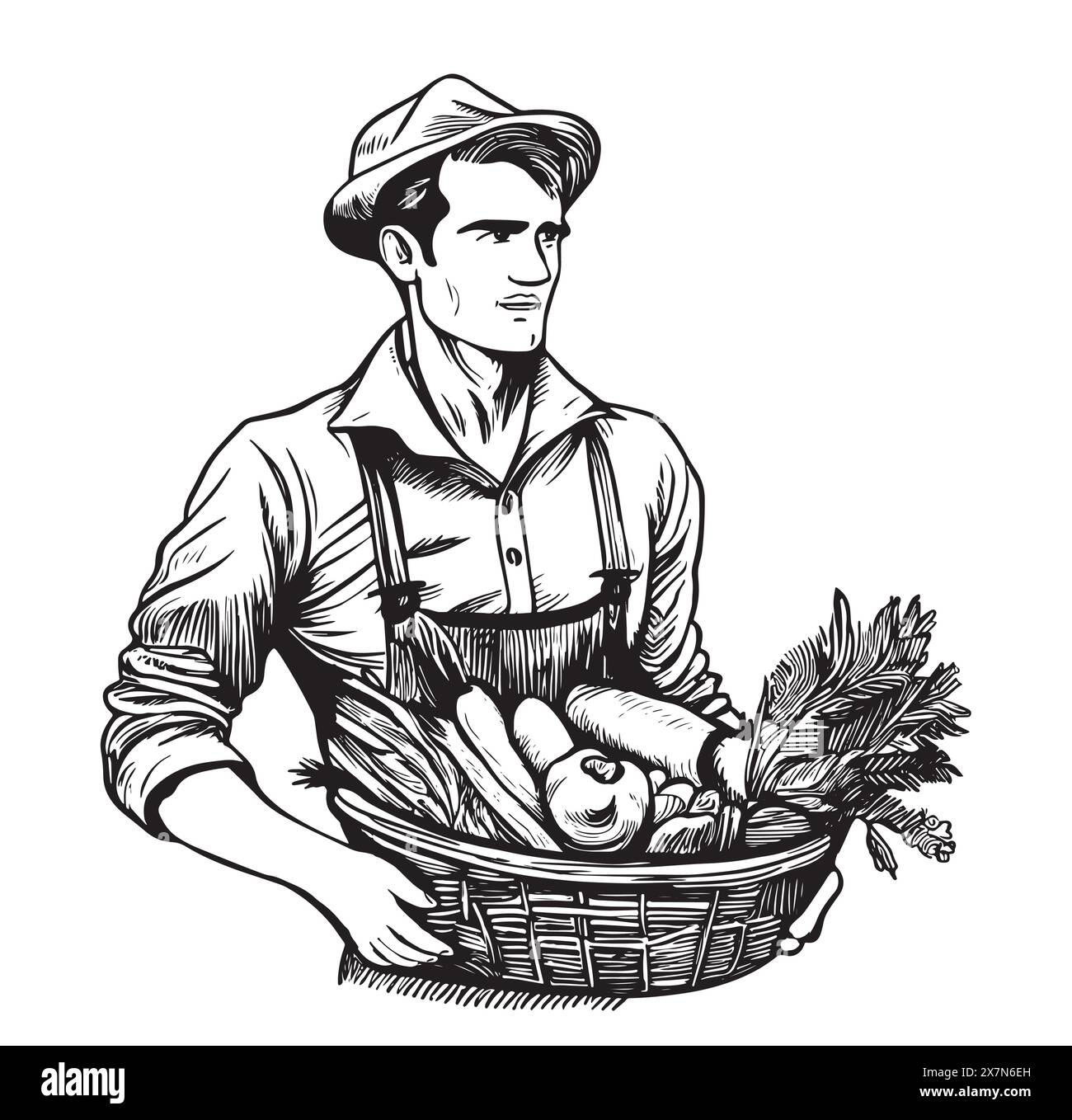 Man farmer fresh vegetables Black and White Stock Photos & Images - Alamy