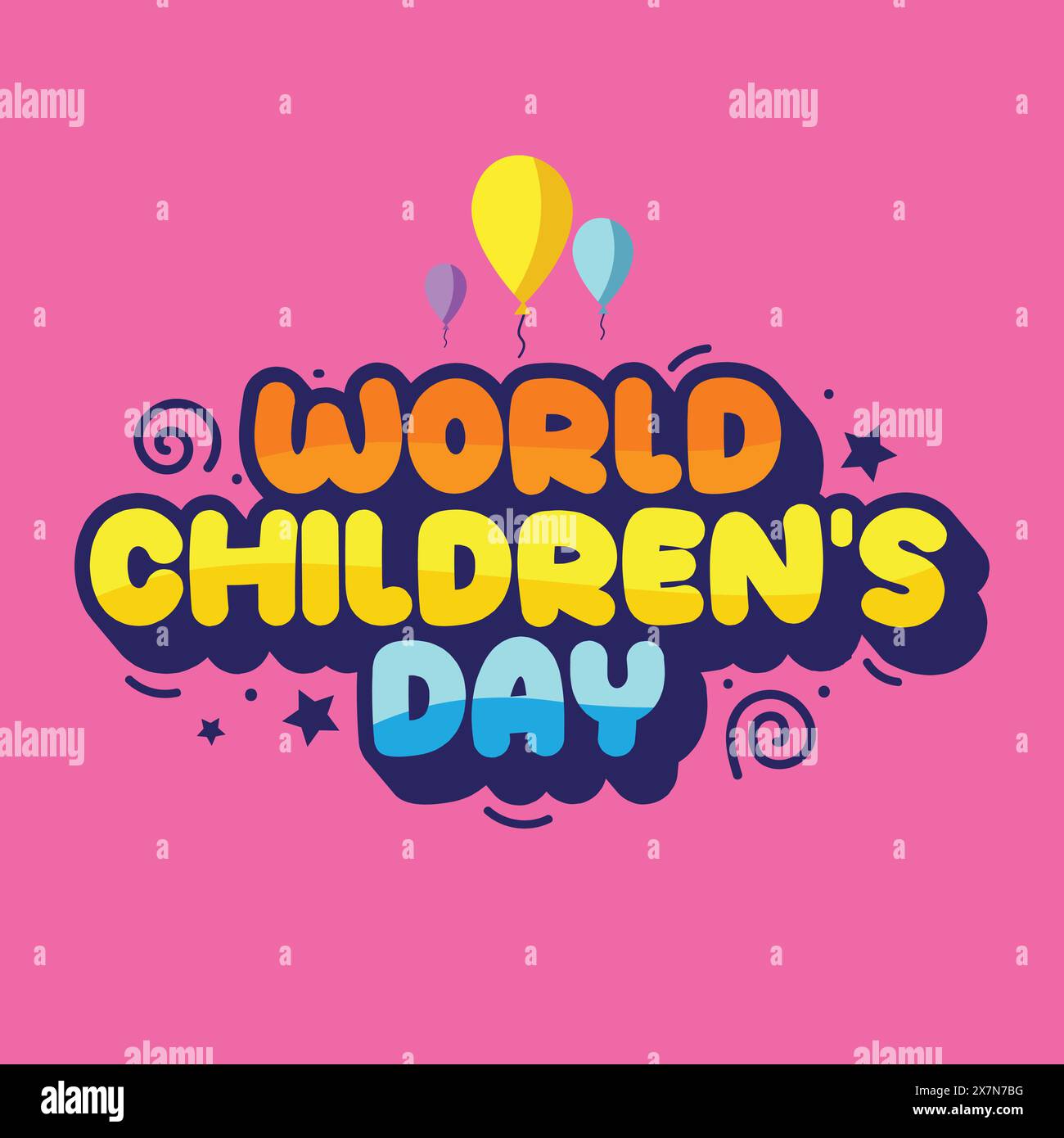 World children's day cute colorful typography template design. Bold