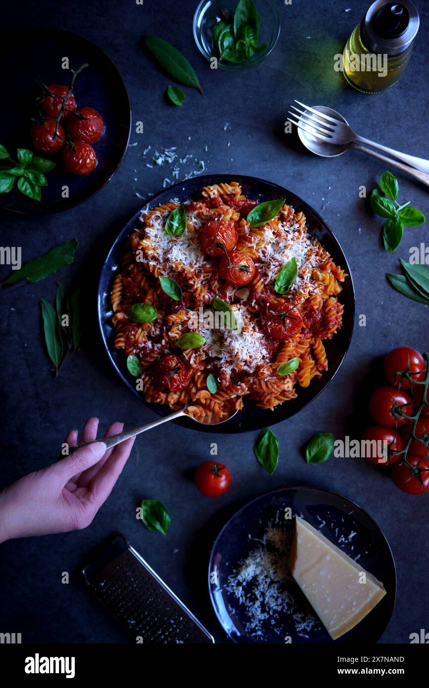 Plant Based High Protein Red Lentil Pasta with Roasted Truss Tomatoes ...