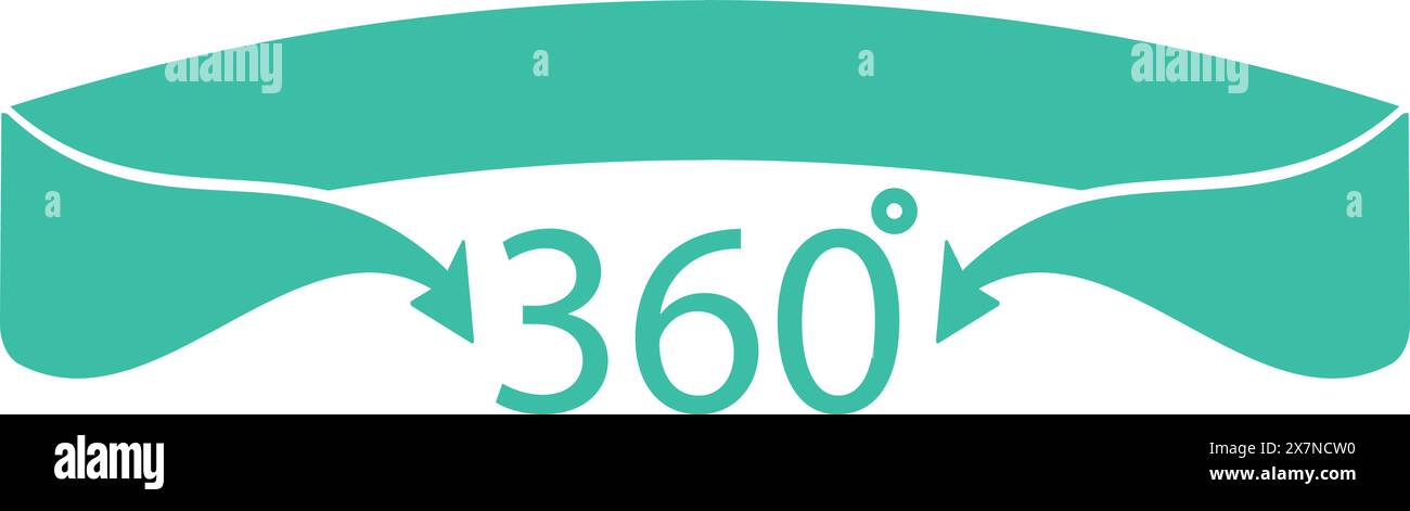 Turquoise 360degree angle icon isolated on a white background Stock Vector