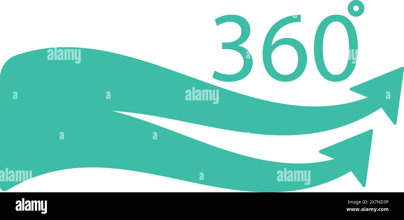 A teal 360degree rotation arrow icon on a white background, depicting ...