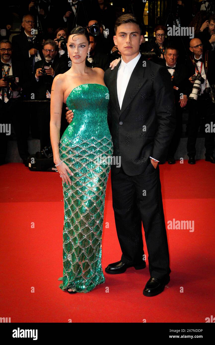 Cannes, France. 20th May, 2024. Argentine model and actress Oriana Sabatini (L) and her partner Argentine forward Paulo Dybala attends the ''The Shrouds'' (Les Linceuls) Red Carpet at the 77th annual Cannes Film Festival at Palais des Festivals on May 20, 2024 in Cannes, France. (Photo by Daniele Cifala/NurPhoto) Credit: NurPhoto SRL/Alamy Live News Stock Photo