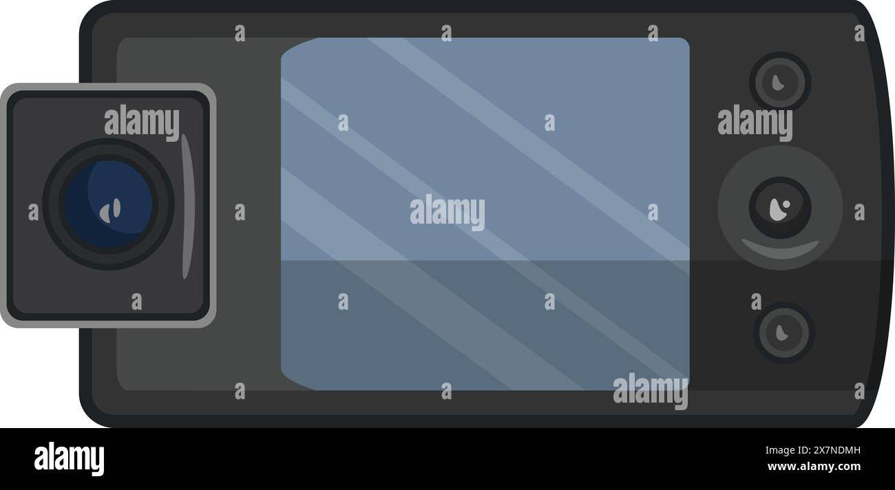 Modern black dashboard camera isolated illustration Stock Vector