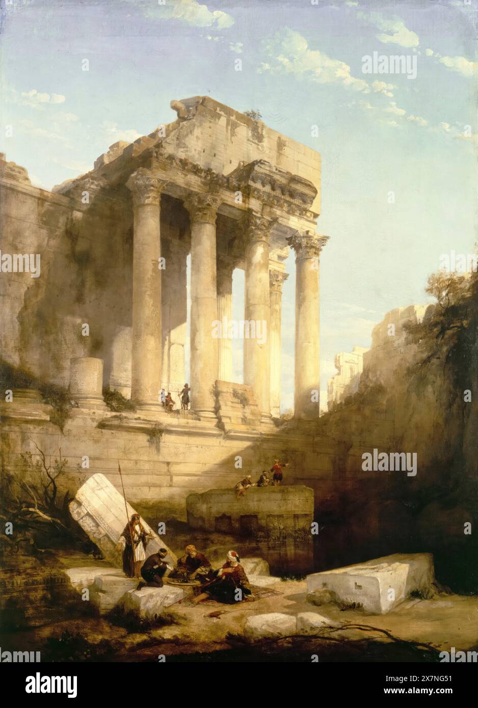 David Roberts, Baalbec: Ruins of the Temple of Bacchus, painting in oil on canvas, 1840 Stock Photo