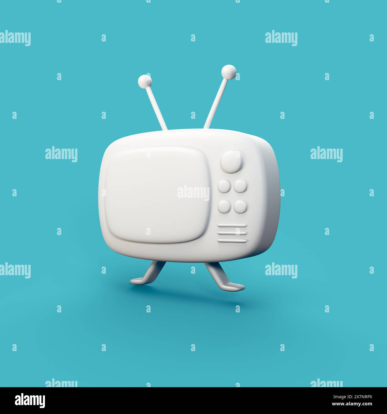 Old school TV - stylized 3d CGI icon object, Not gen Ai Stock Photo