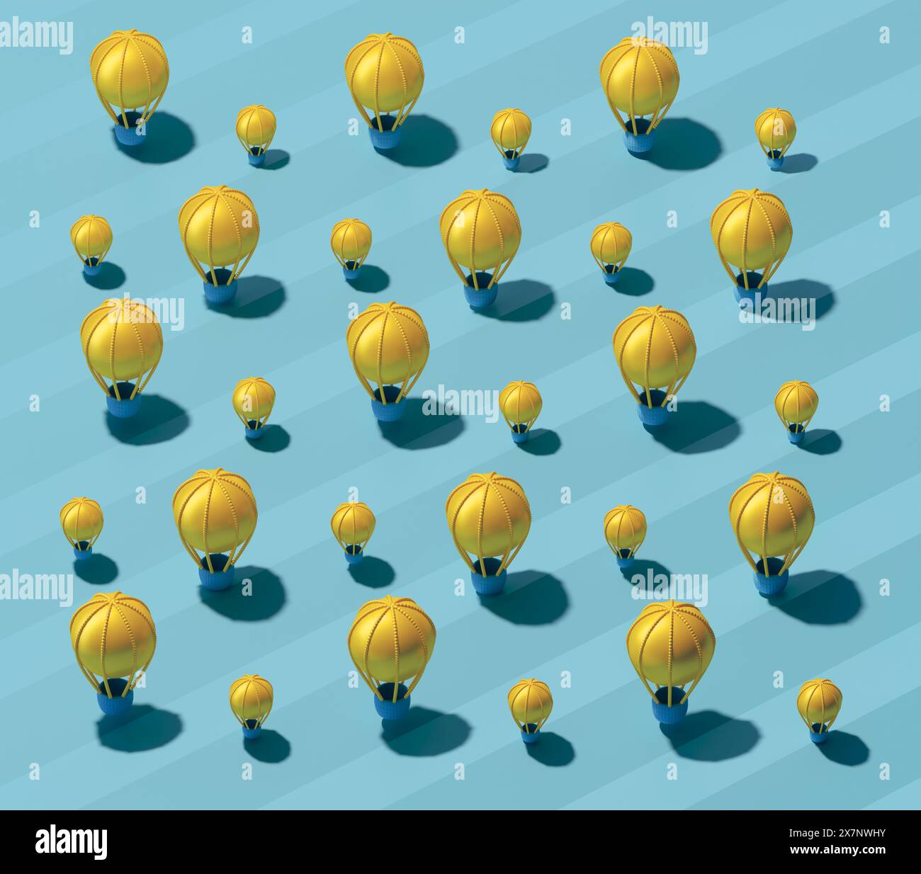 Balloons on stripped 3d pattern background Stock Photo