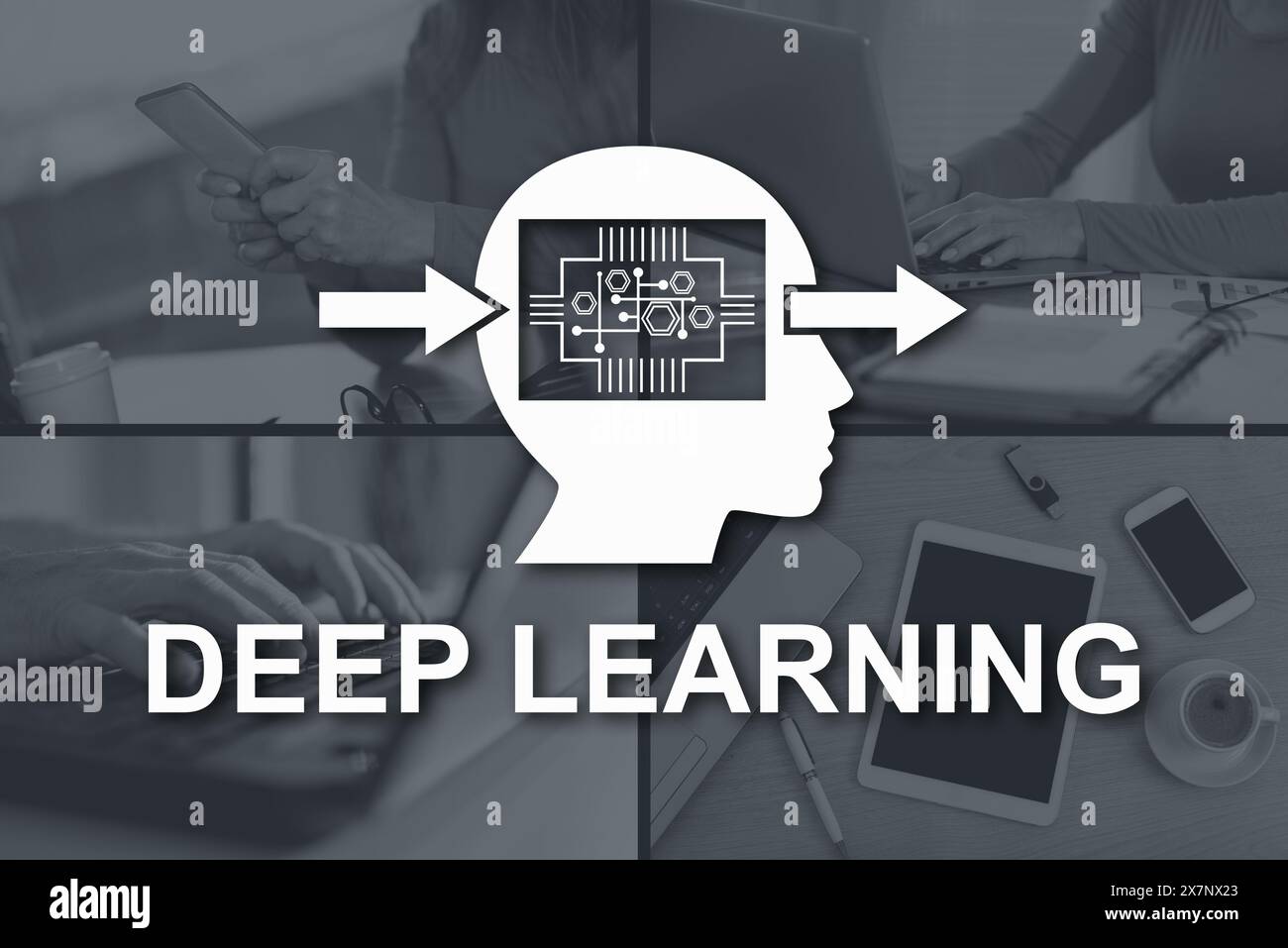 Deep Learning Fun Images Deep learning concept illustrated by pictures on background Stock Photo ...