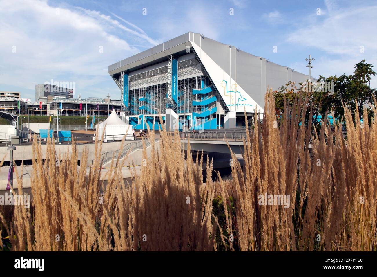 View of the Water Polo Arena, in the Queen Elizabeth Olympic Park, during the 2012 Paralympic Games, Stratford, London Stock Photo