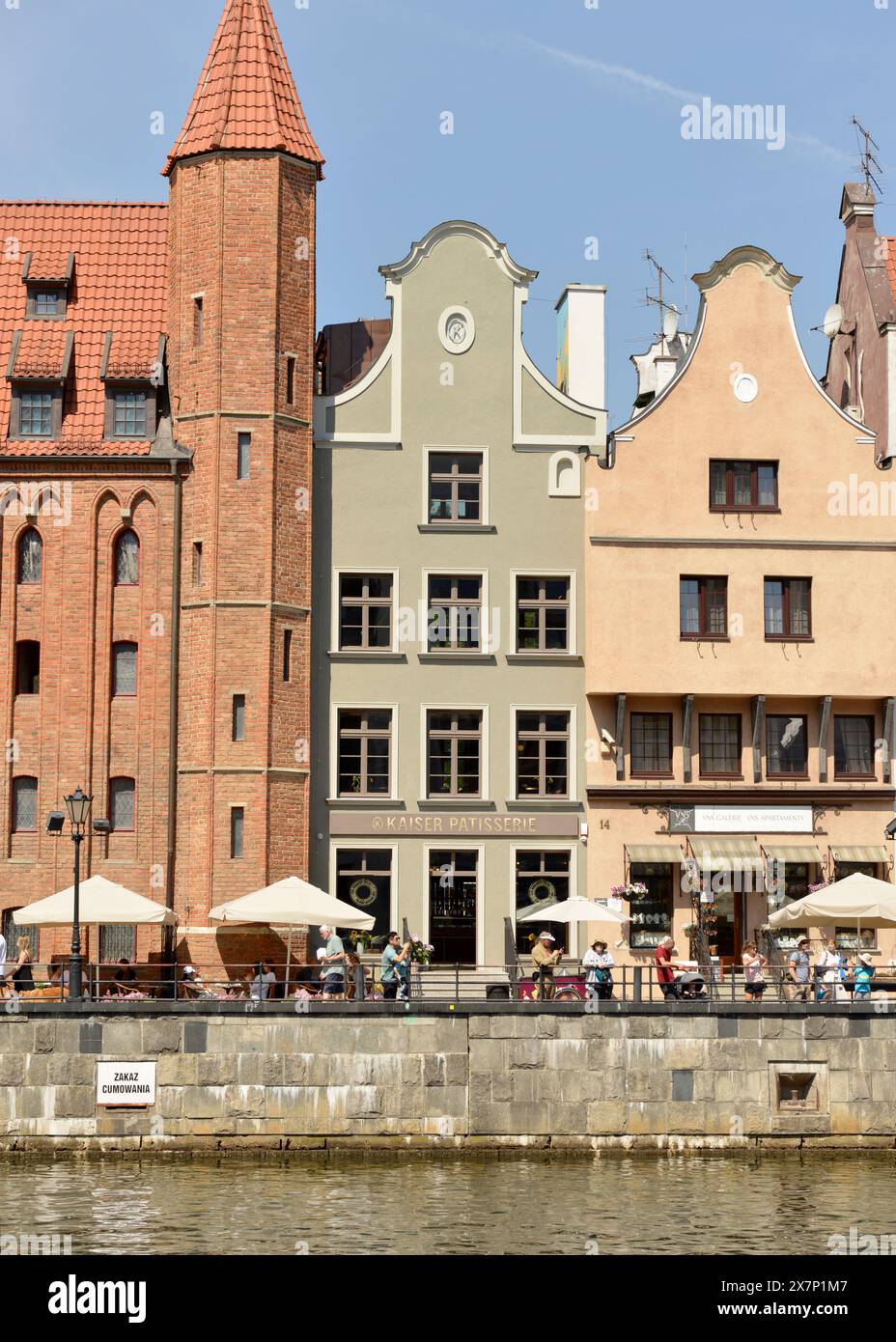The Kaiser Patisserie Restaurant on the river promenade in the Old Town of Gdansk; Poland; Europe; EU Stock Photo