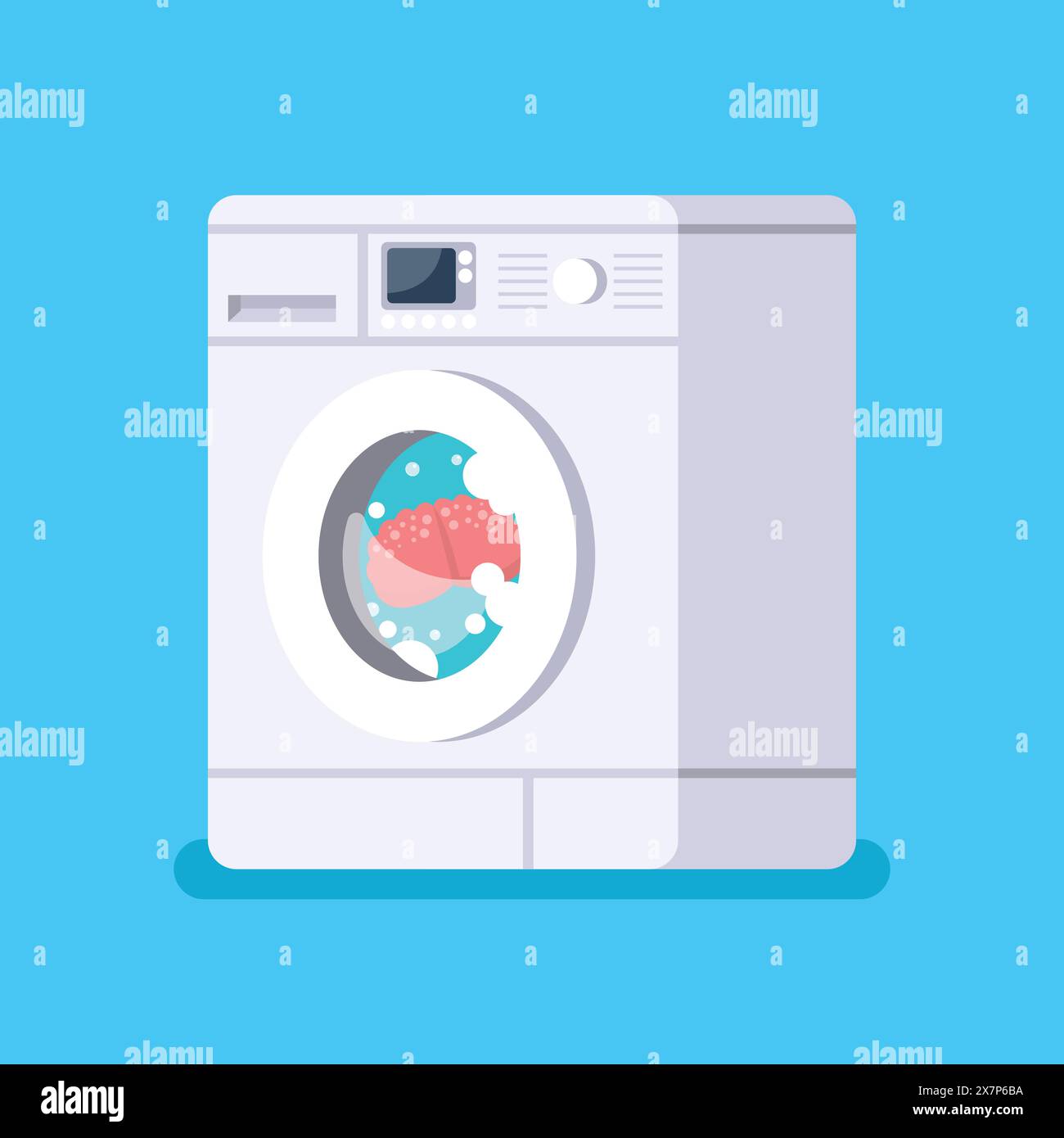 Brain washed in washing machine. Propaganda. Clean mind. Brainwashing concept. Vector illustration Stock Vector