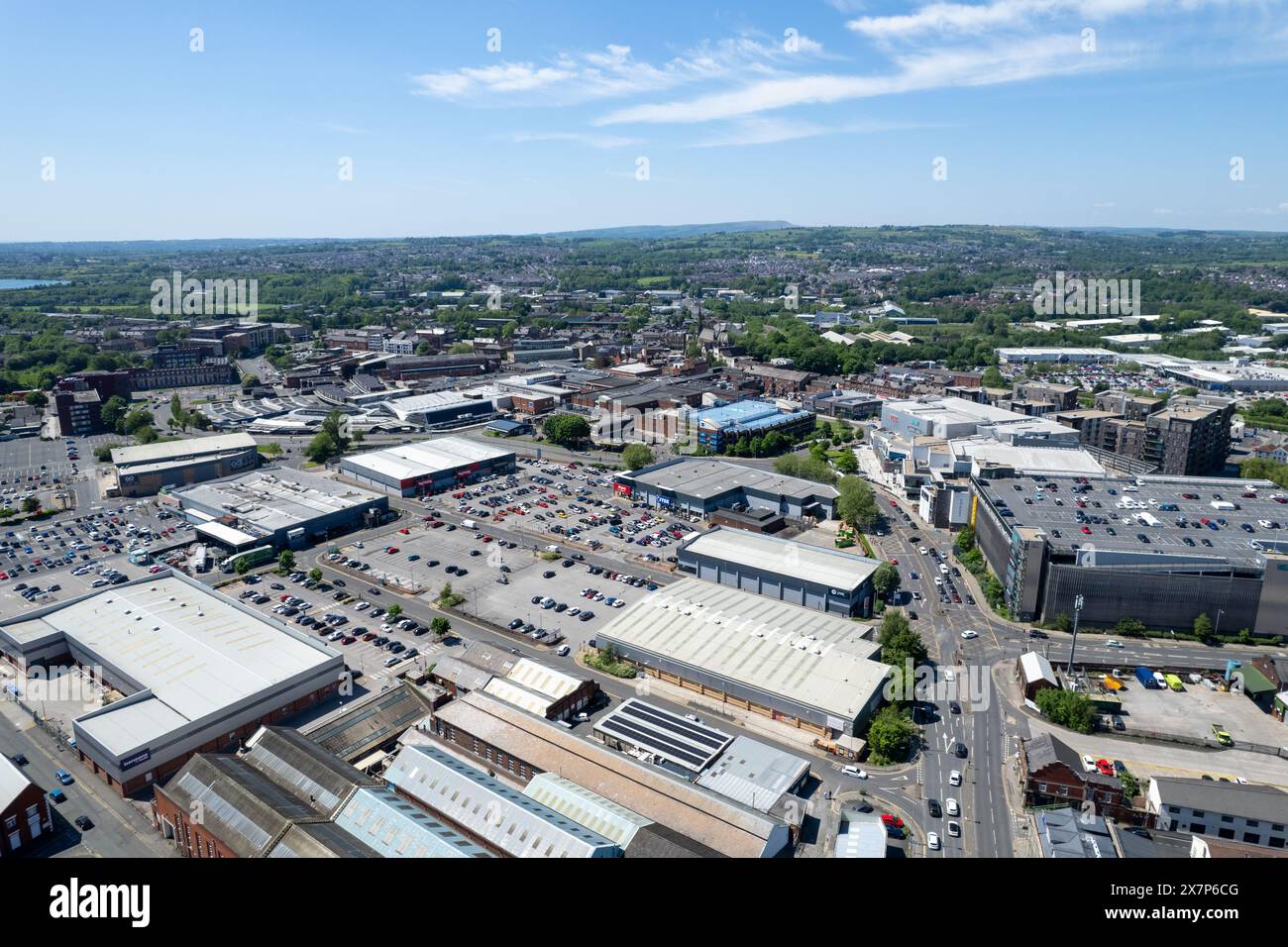 Bury town centre retail parks and shopping Stock Photo - Alamy